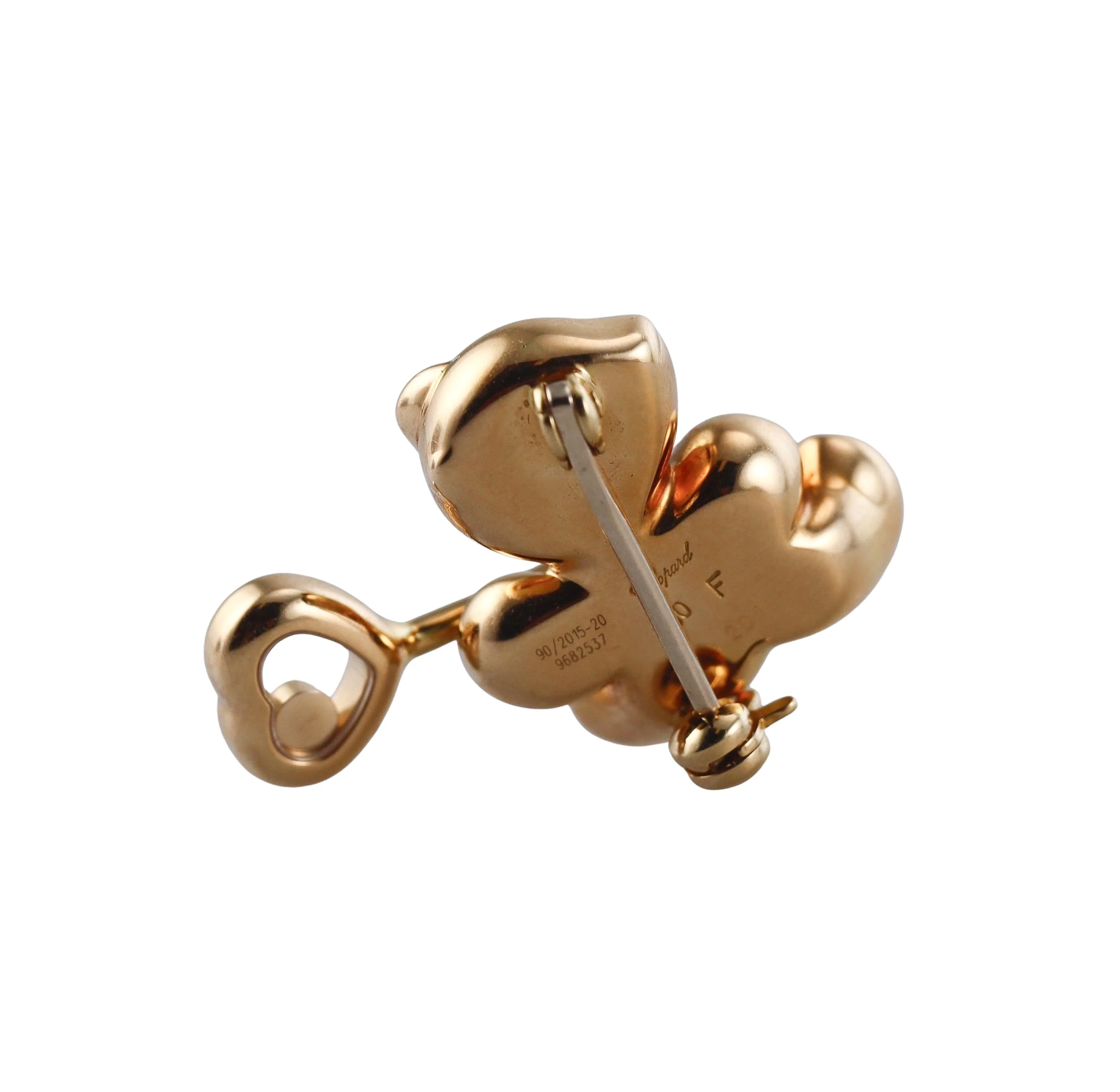 Chopard Happy Diamonds Sapphire Teddy Bear Heart Balloon Gold Brooch Pin