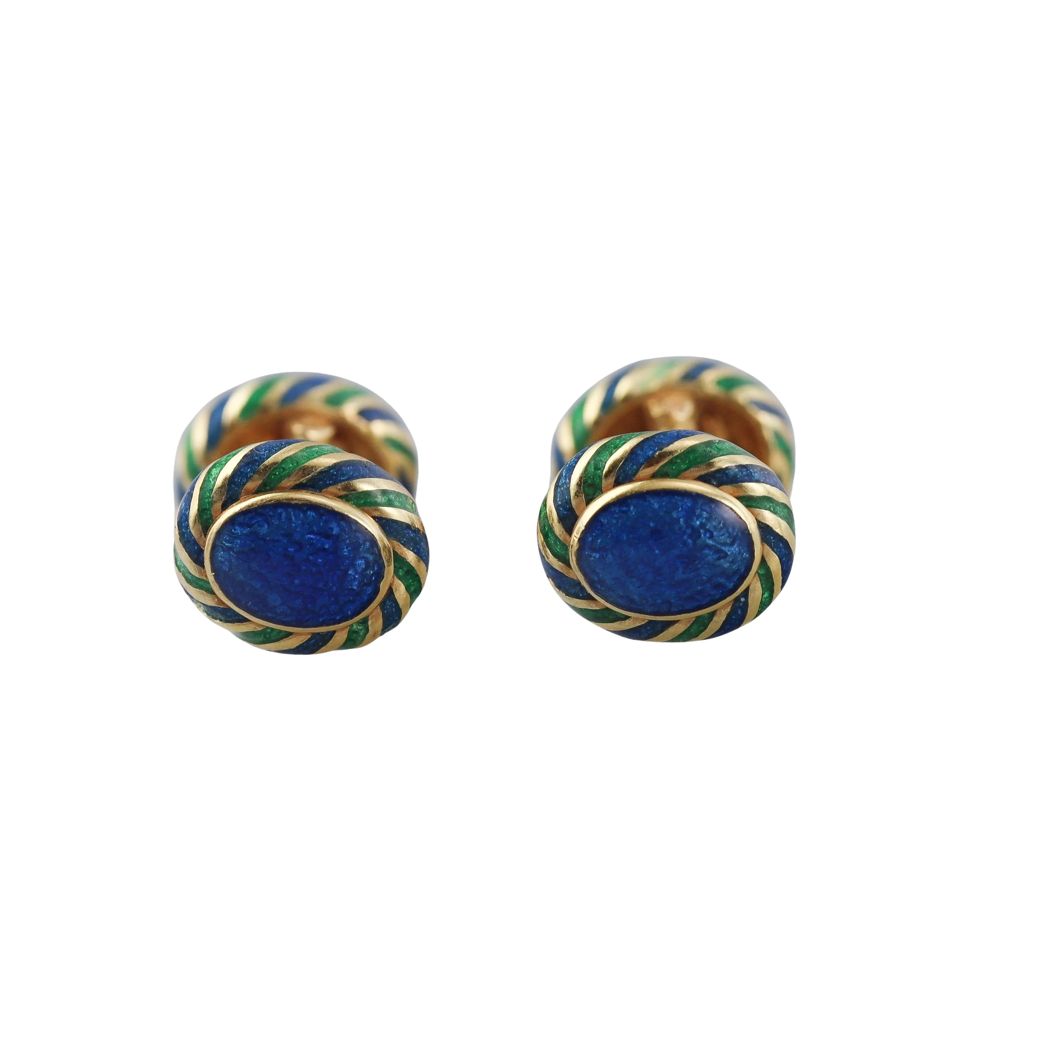 David Webb Enamel Gold Cufflinks