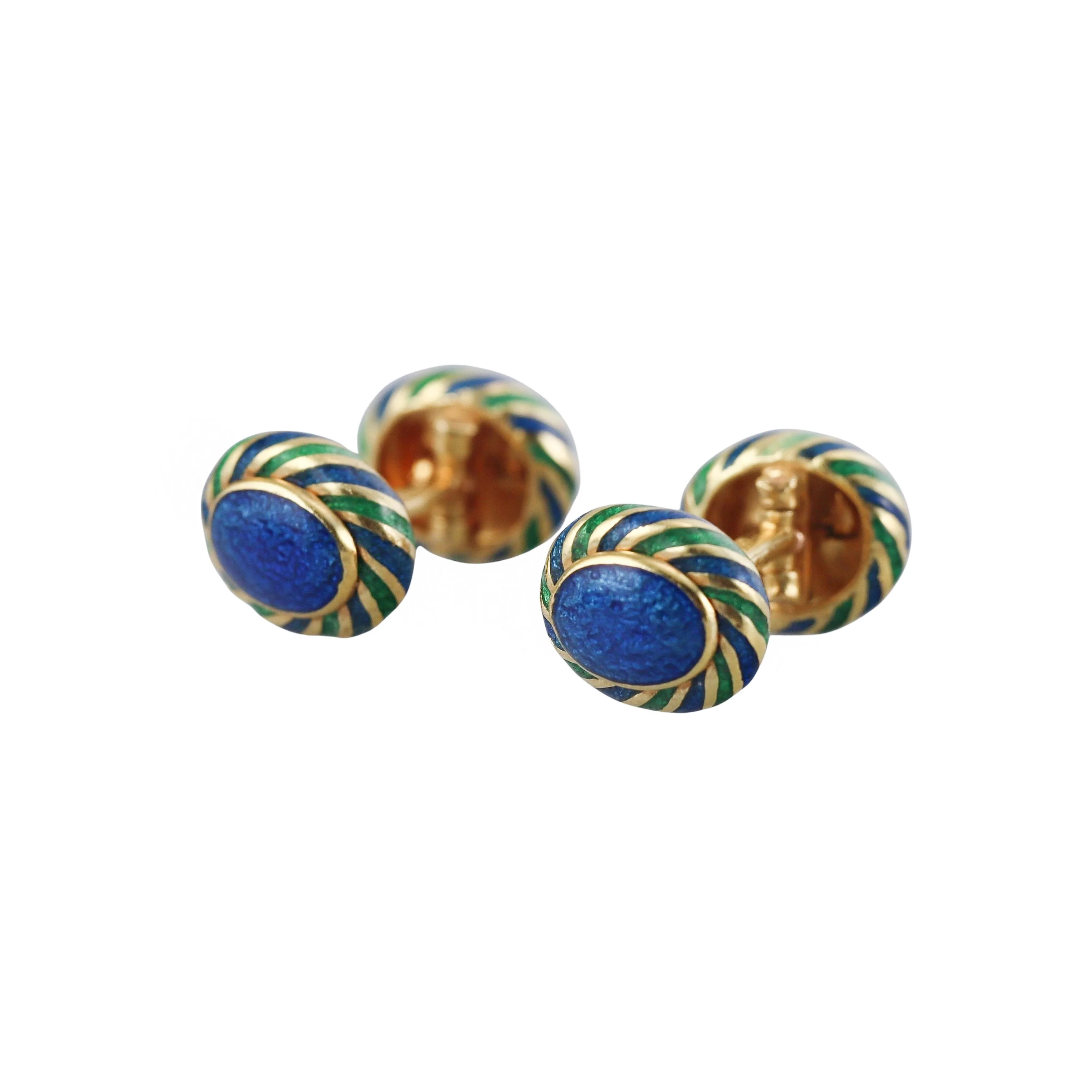 David Webb Enamel Gold Cufflinks