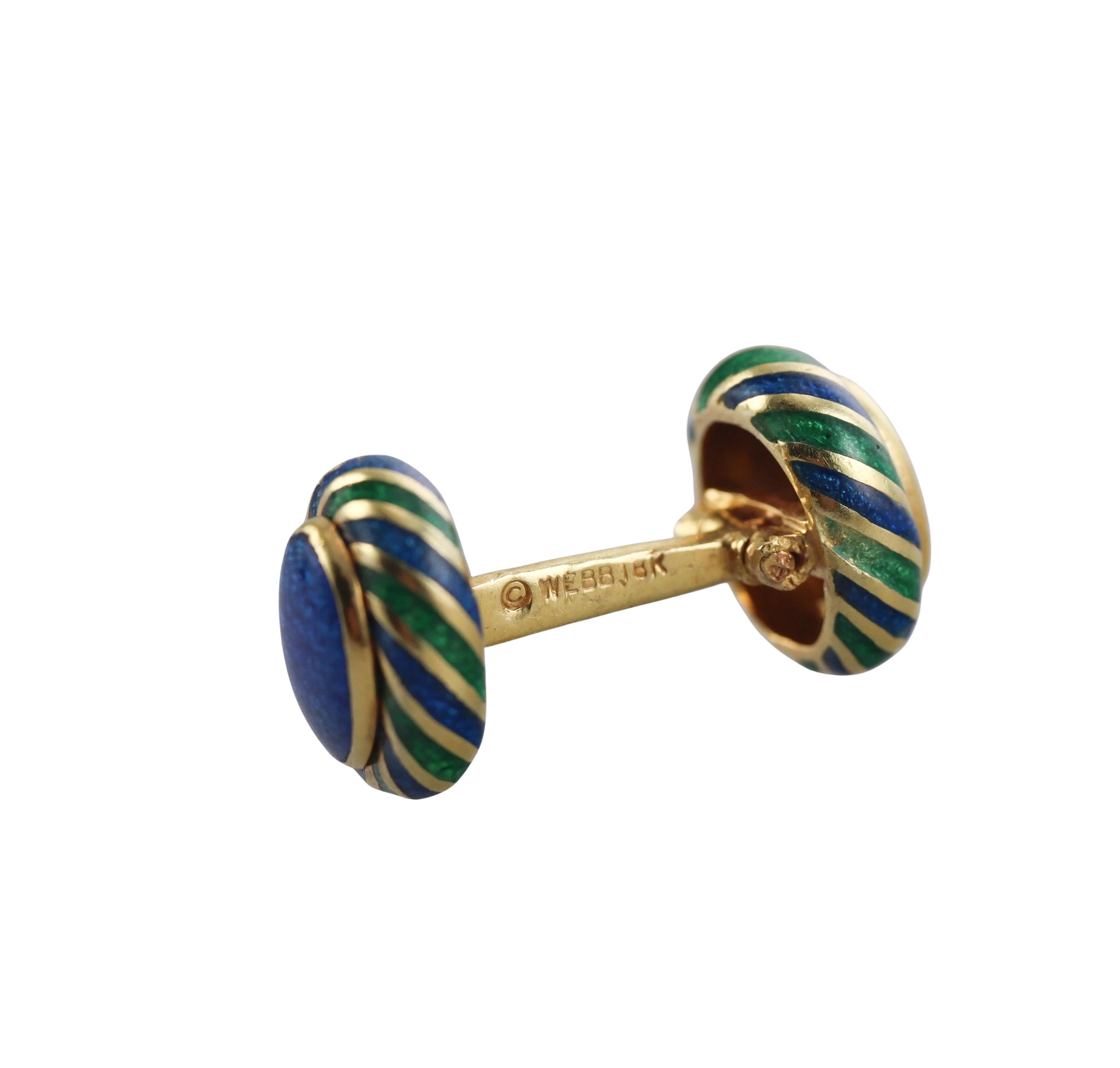 David Webb Enamel Gold Cufflinks