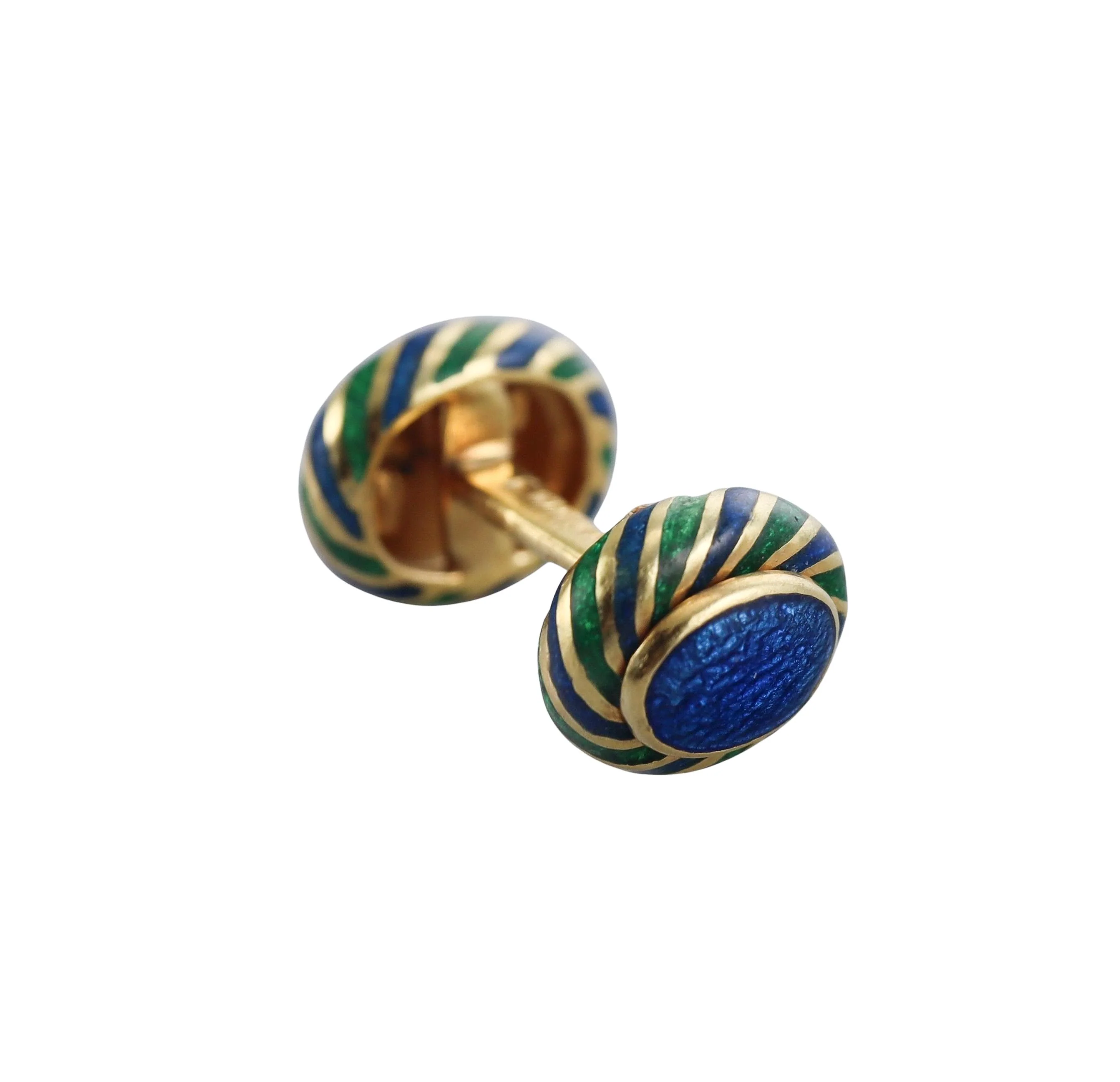 David Webb Enamel Gold Cufflinks