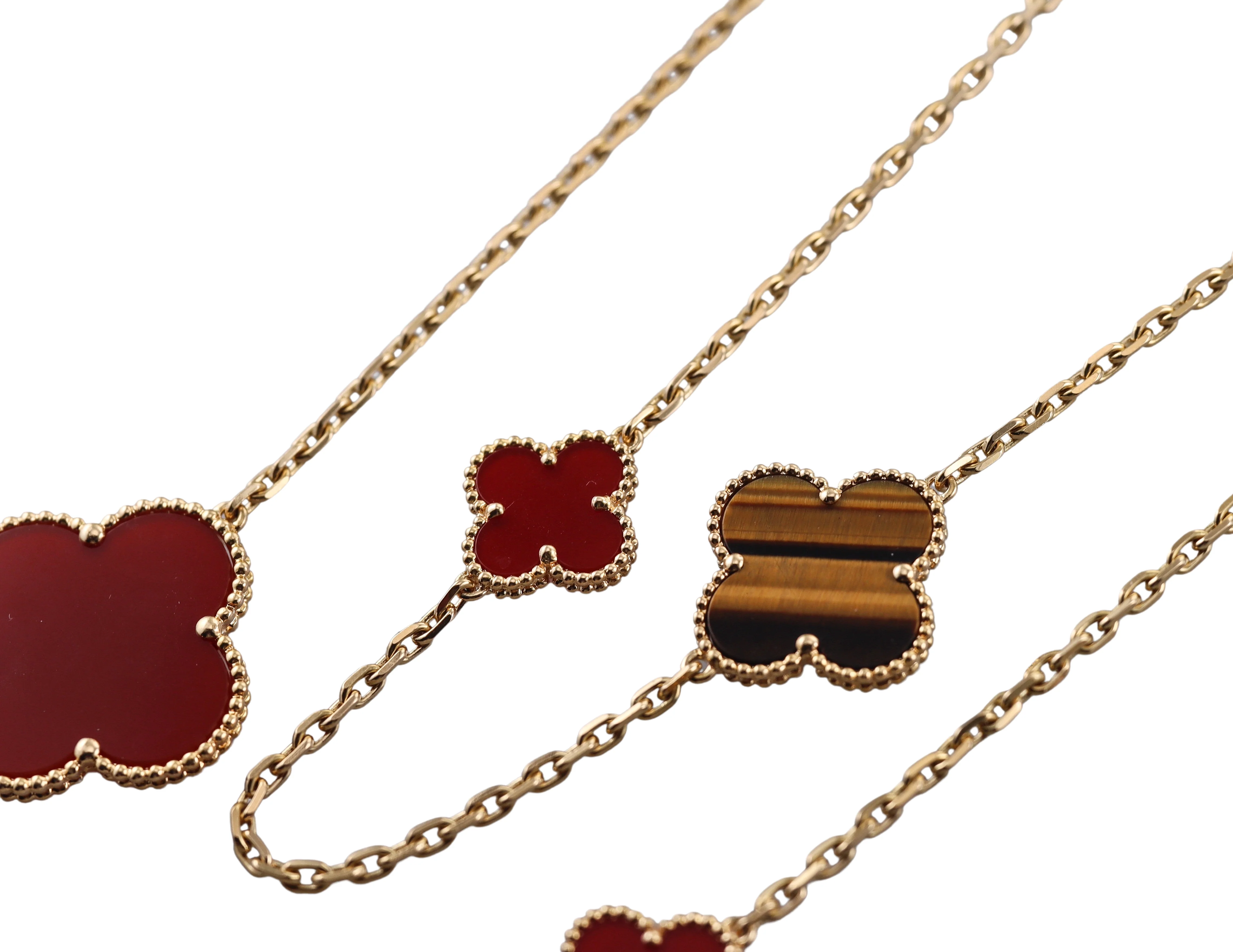 Van Cleef Arpels Magic Alhambra Carnelian Tigers Eye 16 Motif Necklace