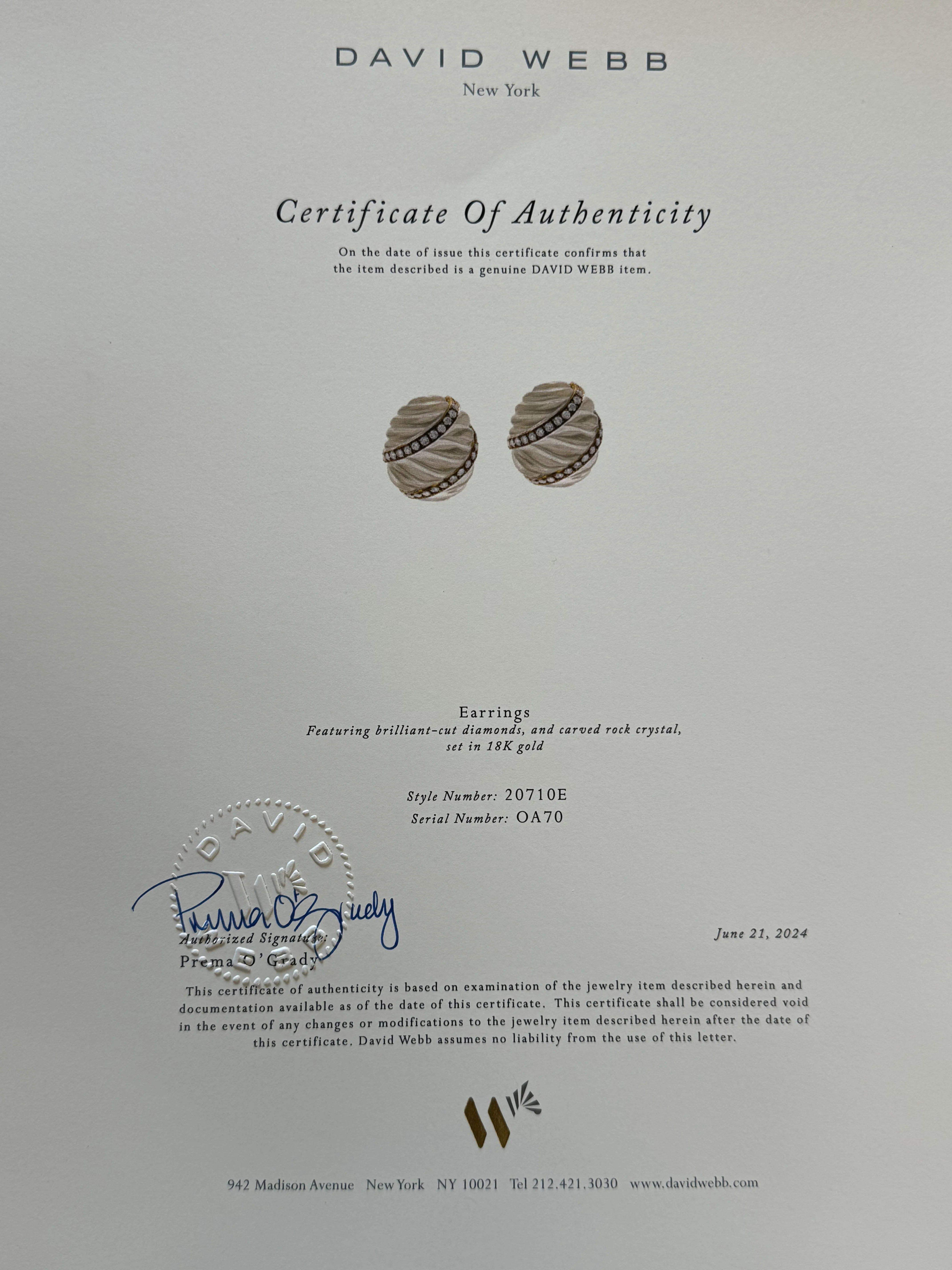 David Webb Crystal Diamond Gold Platinum Earrings