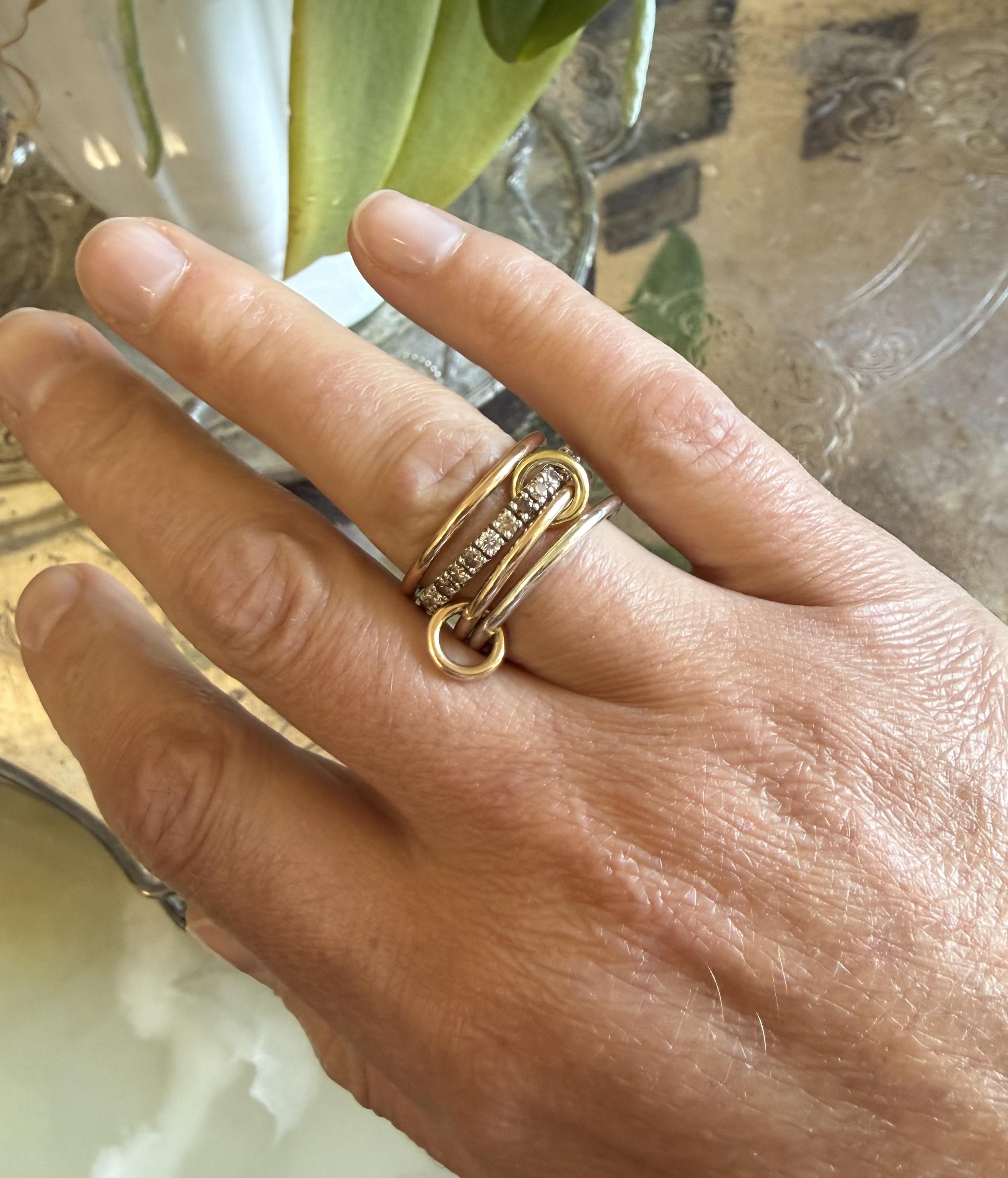 Spinelli Kilcollin Gold Silver Diamond Linked Ring