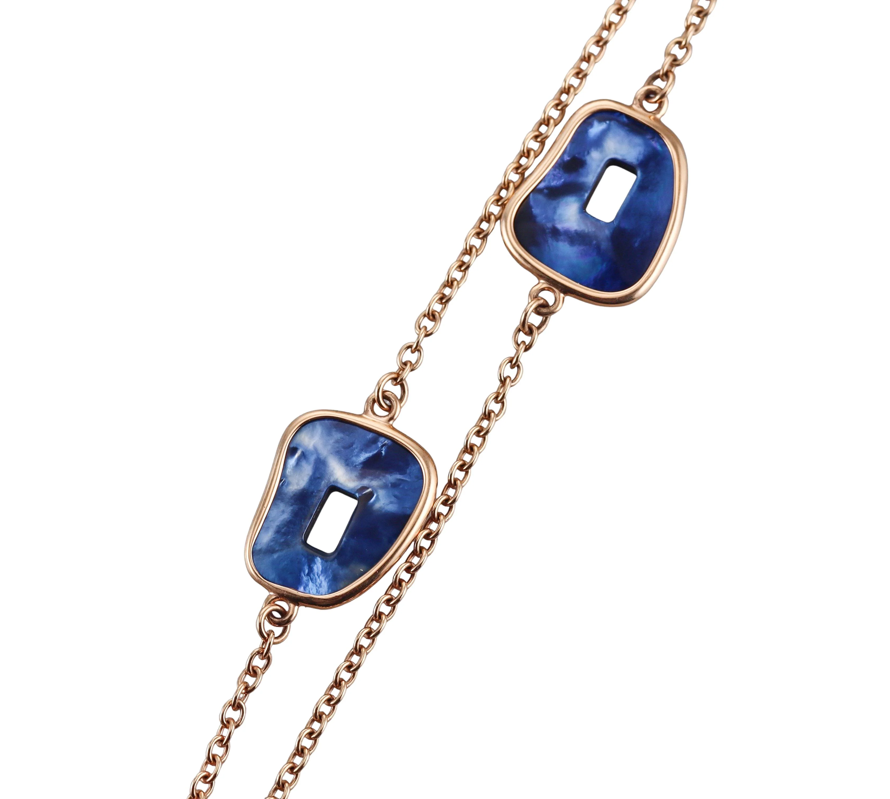 Mattioli Puzzle Blue Mother of Pearl Gold Necklace