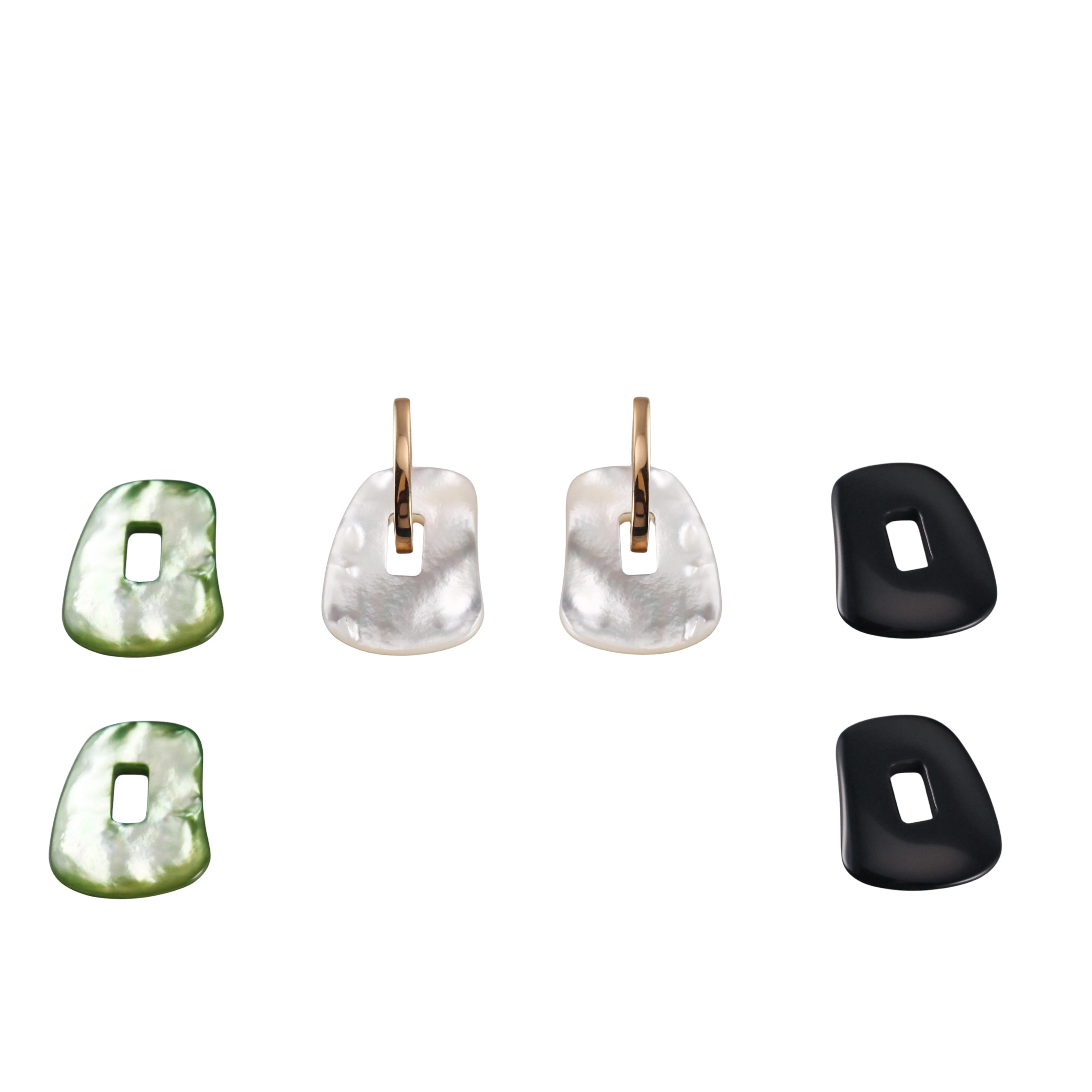 Mattioli Puzzle Gold MOP Onyx Interchangeable Earrings