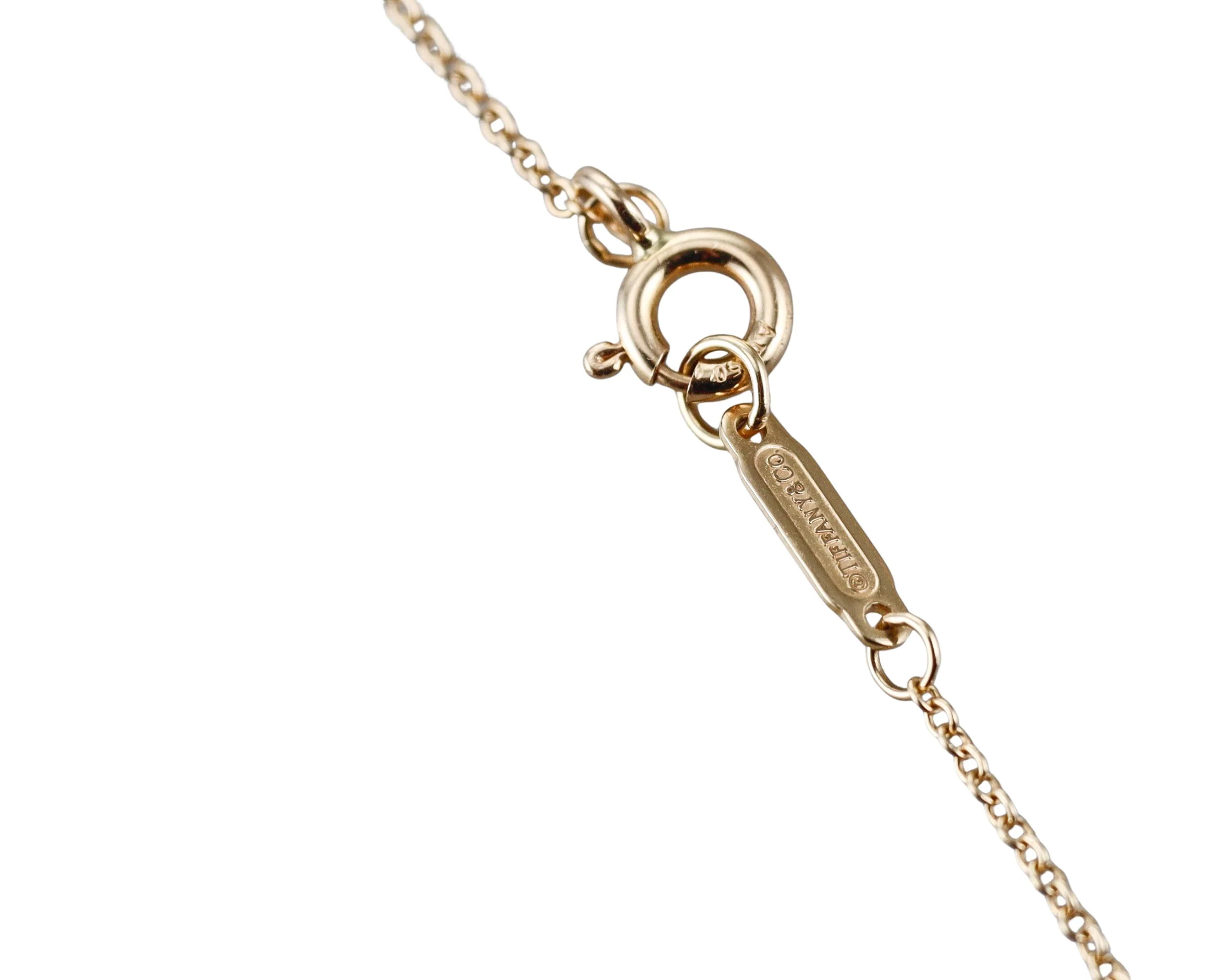 Tiffany  Co Blue Enamel Heart Key Gold Pendant Necklace