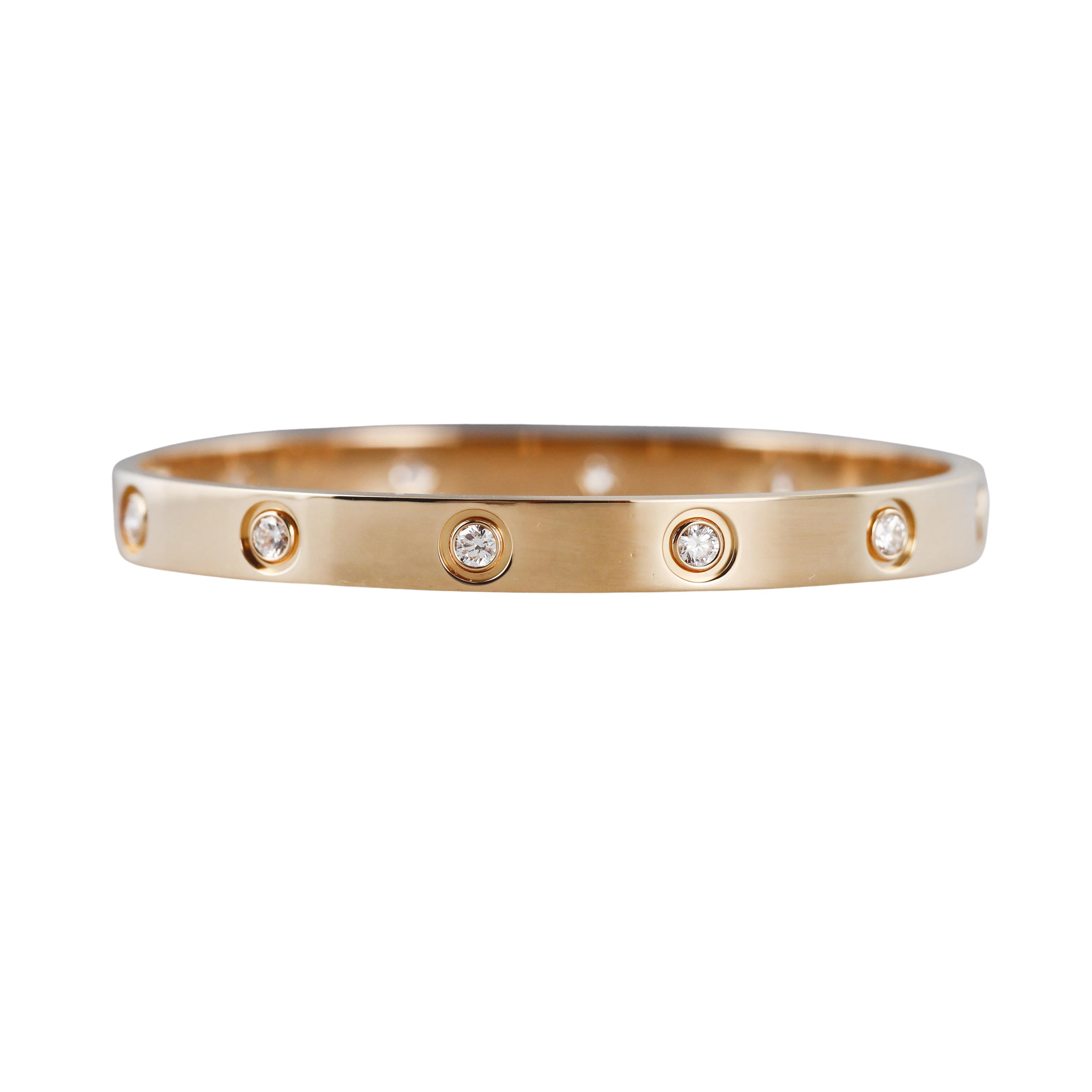 Cartier Love 10 Diamond Yellow Gold Bracelet Classic Model Size 16