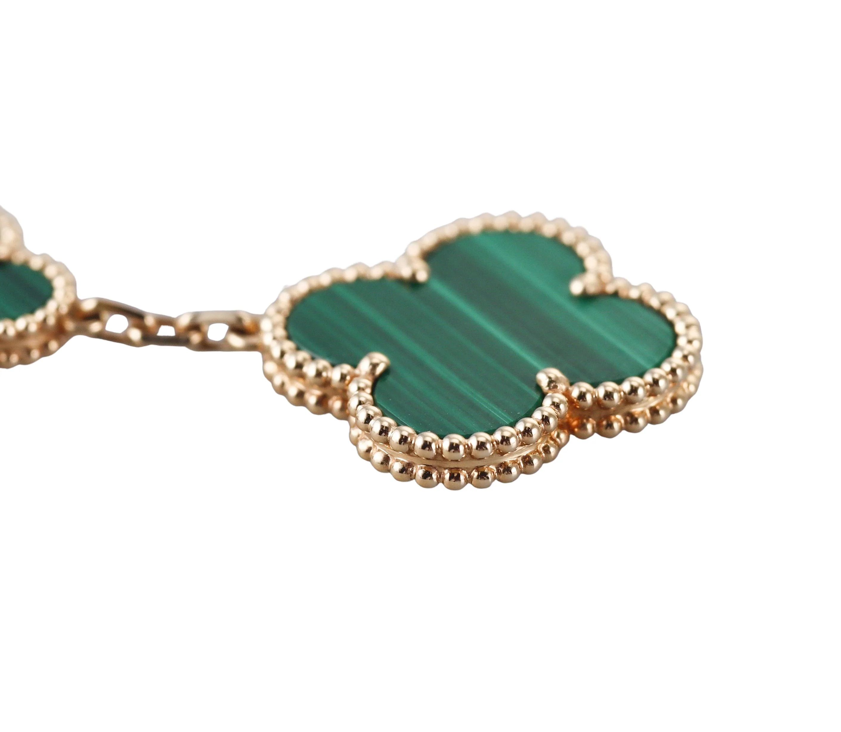 Van Cleef  Arpels Magic Alhambra 3 Motifs Malachite Gold Earrings