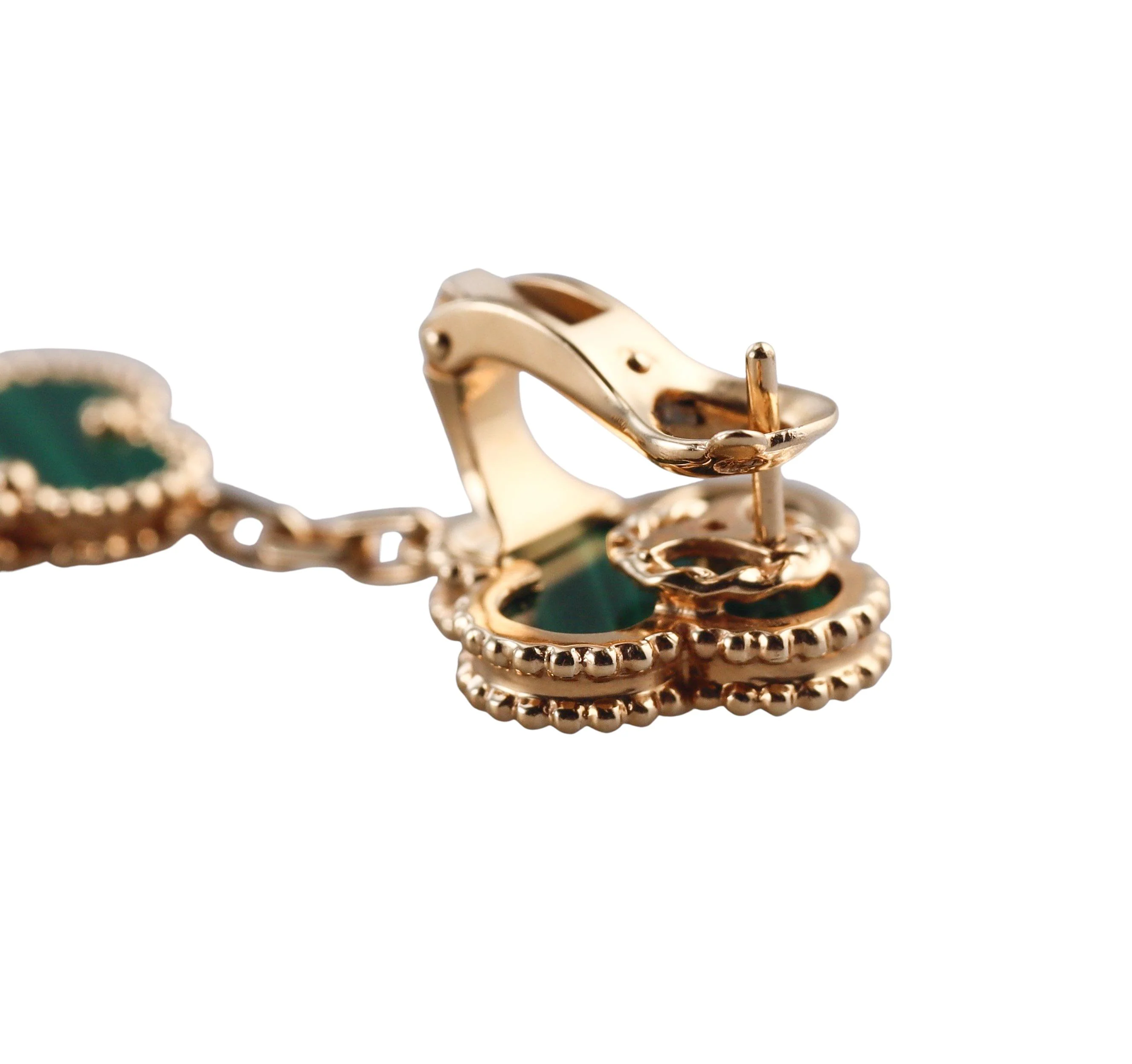 Van Cleef  Arpels Magic Alhambra 3 Motifs Malachite Gold Earrings