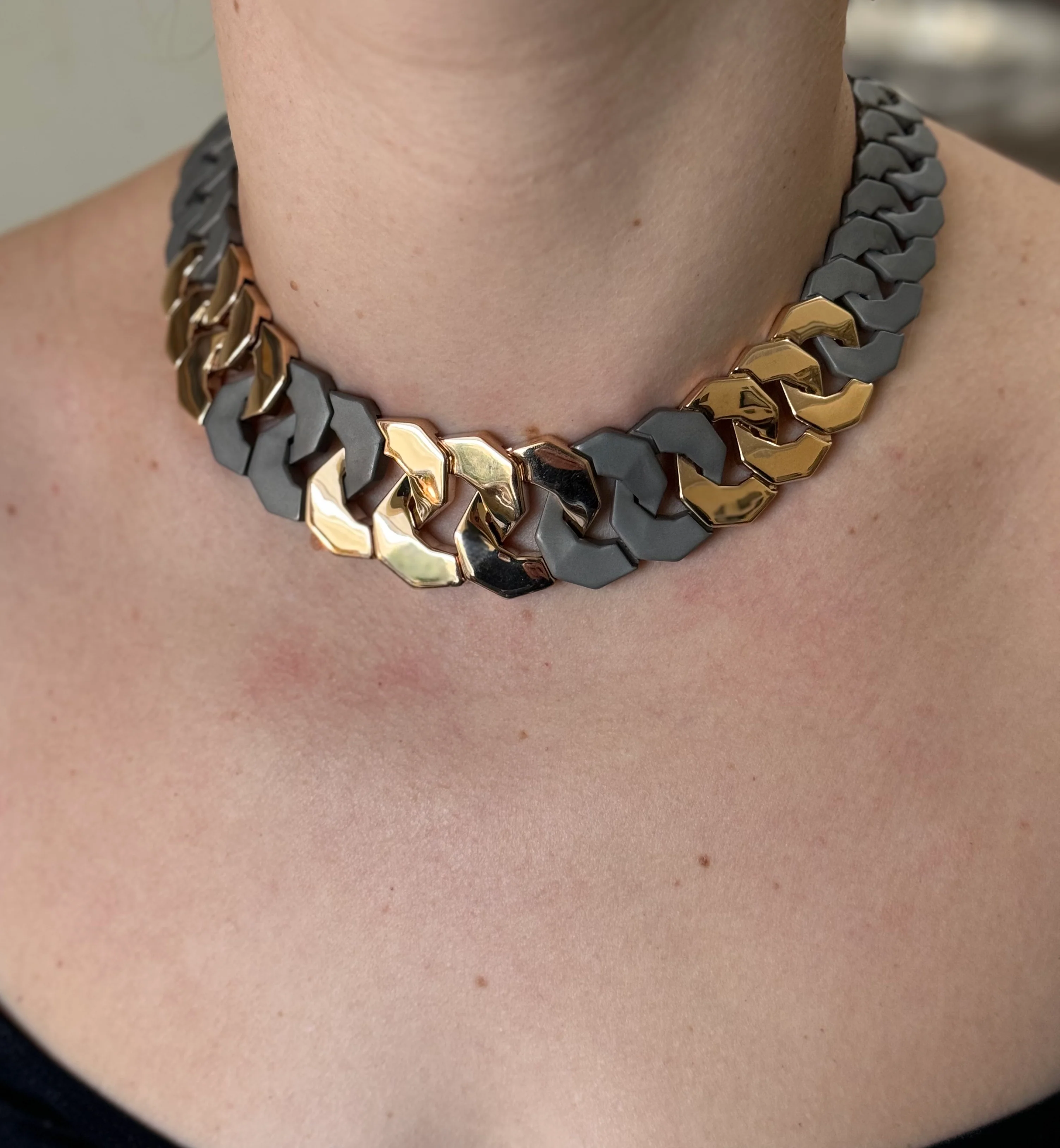 Sabbadini Titanium Rose Gold Link Necklace