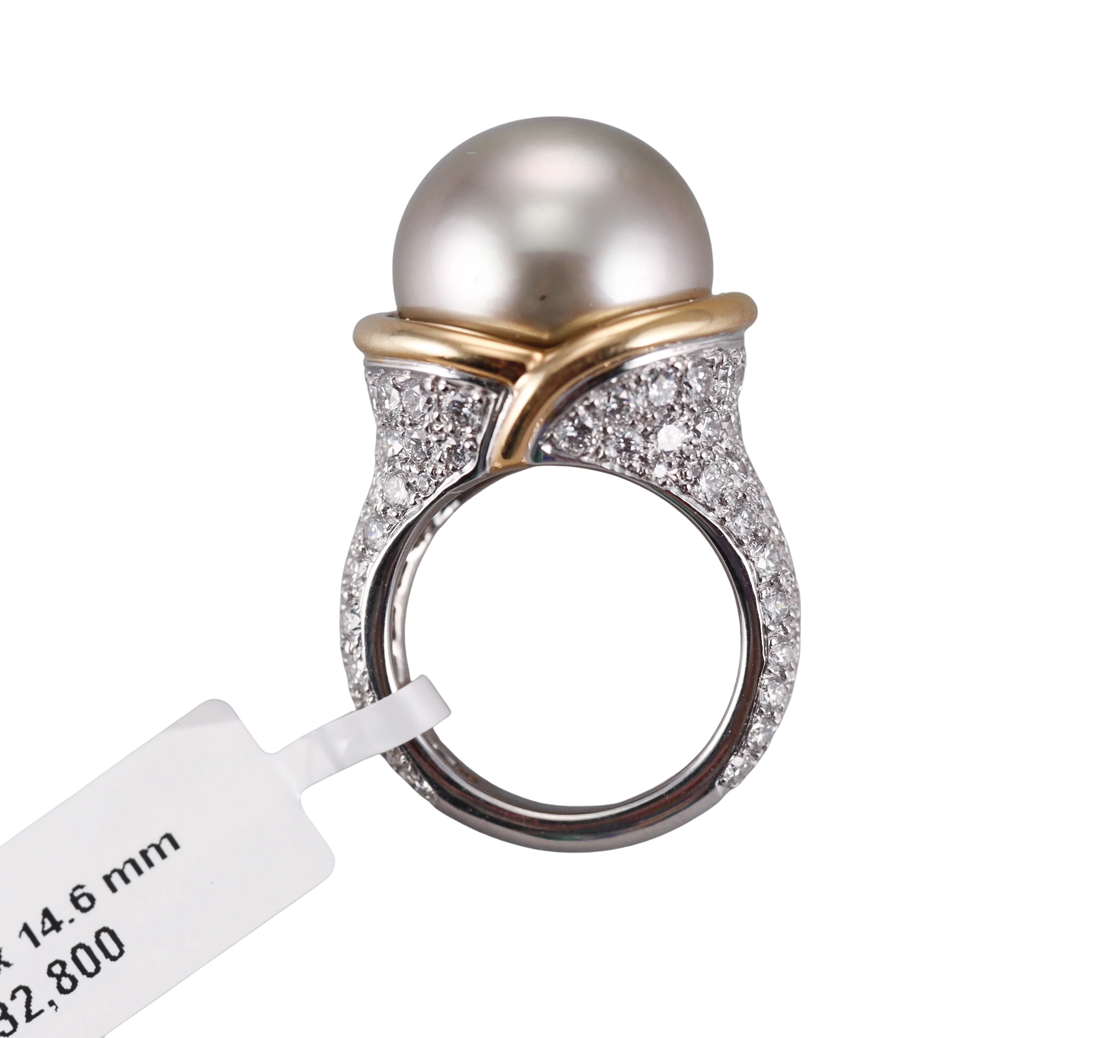 Angela Cummings Assael Diamond South Sea Tahitian Pearl Gold Platinum Ring