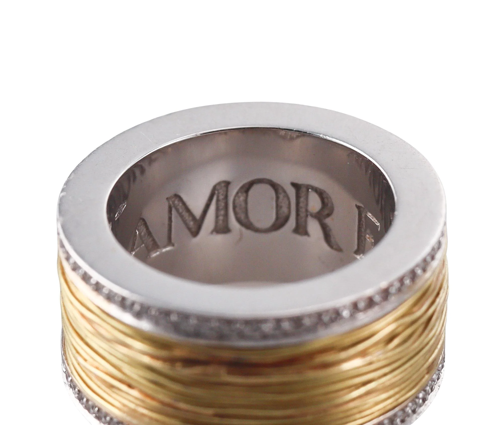 Pasquale Bruni Amor Est Vita Two Tone Gold Diamond Band Ring
