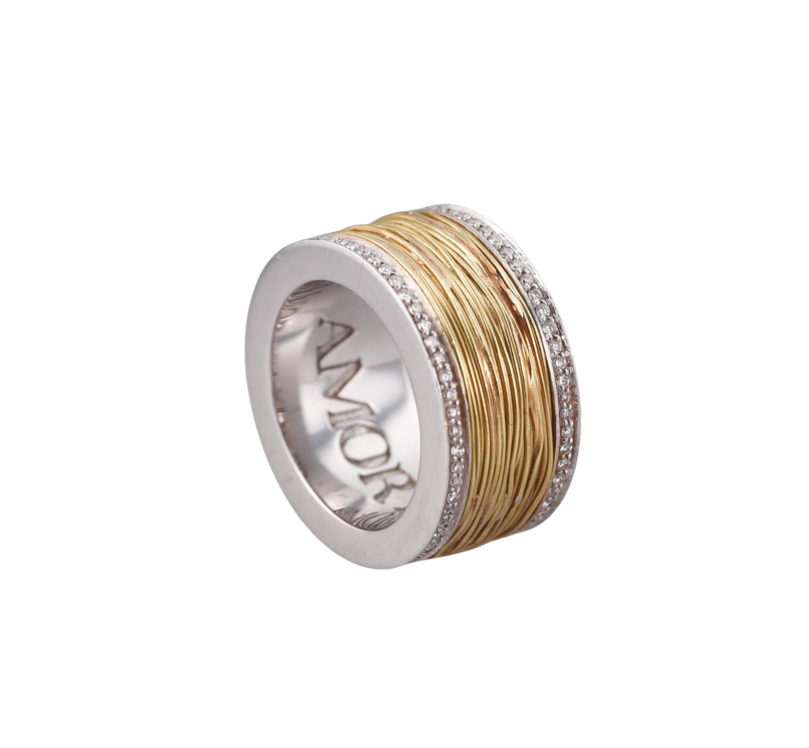 Pasquale Bruni Amor Est Vita Two Tone Gold Diamond Band Ring