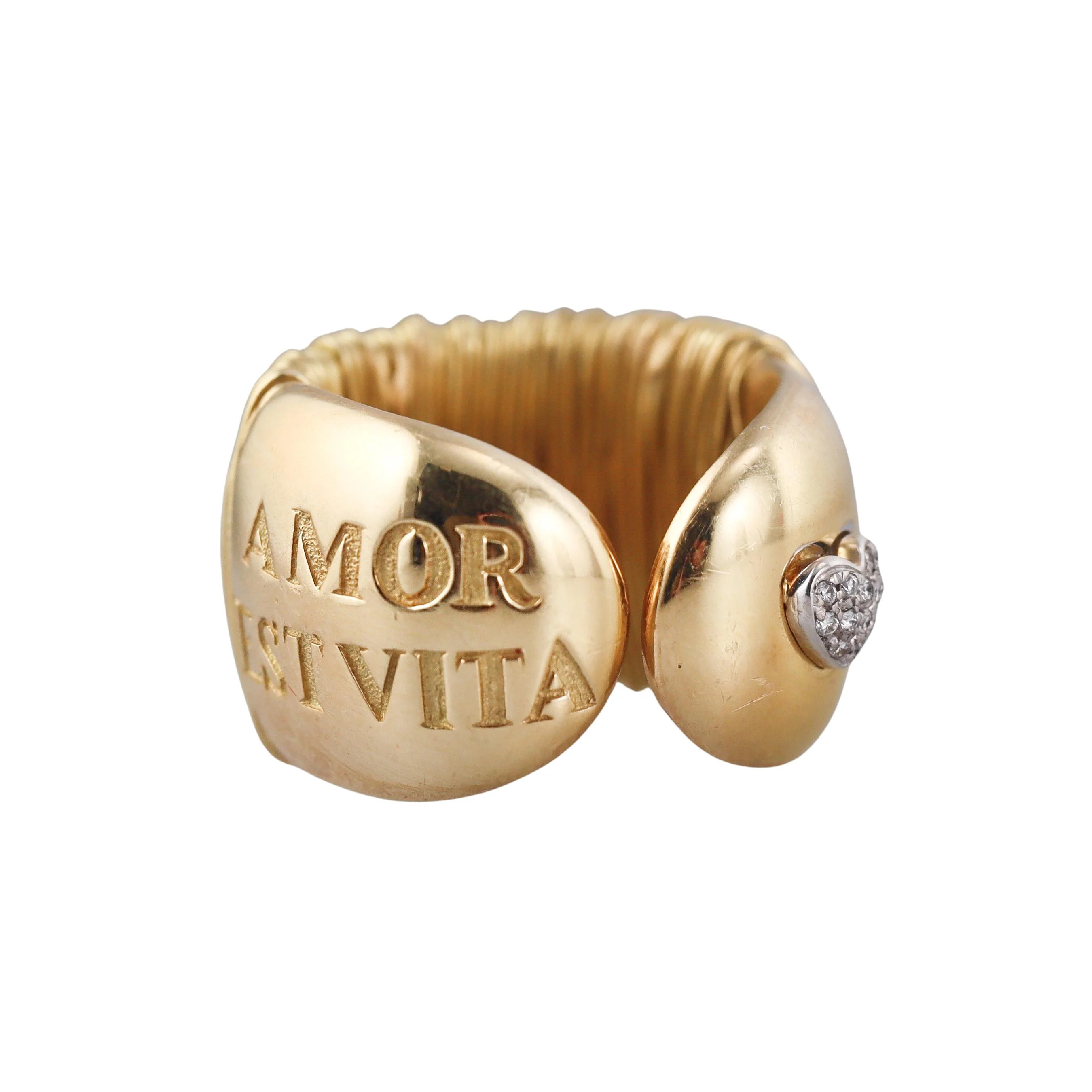 Pasquale Bruni Amor Est Vita Diamond Heart Gold Open Band Ring