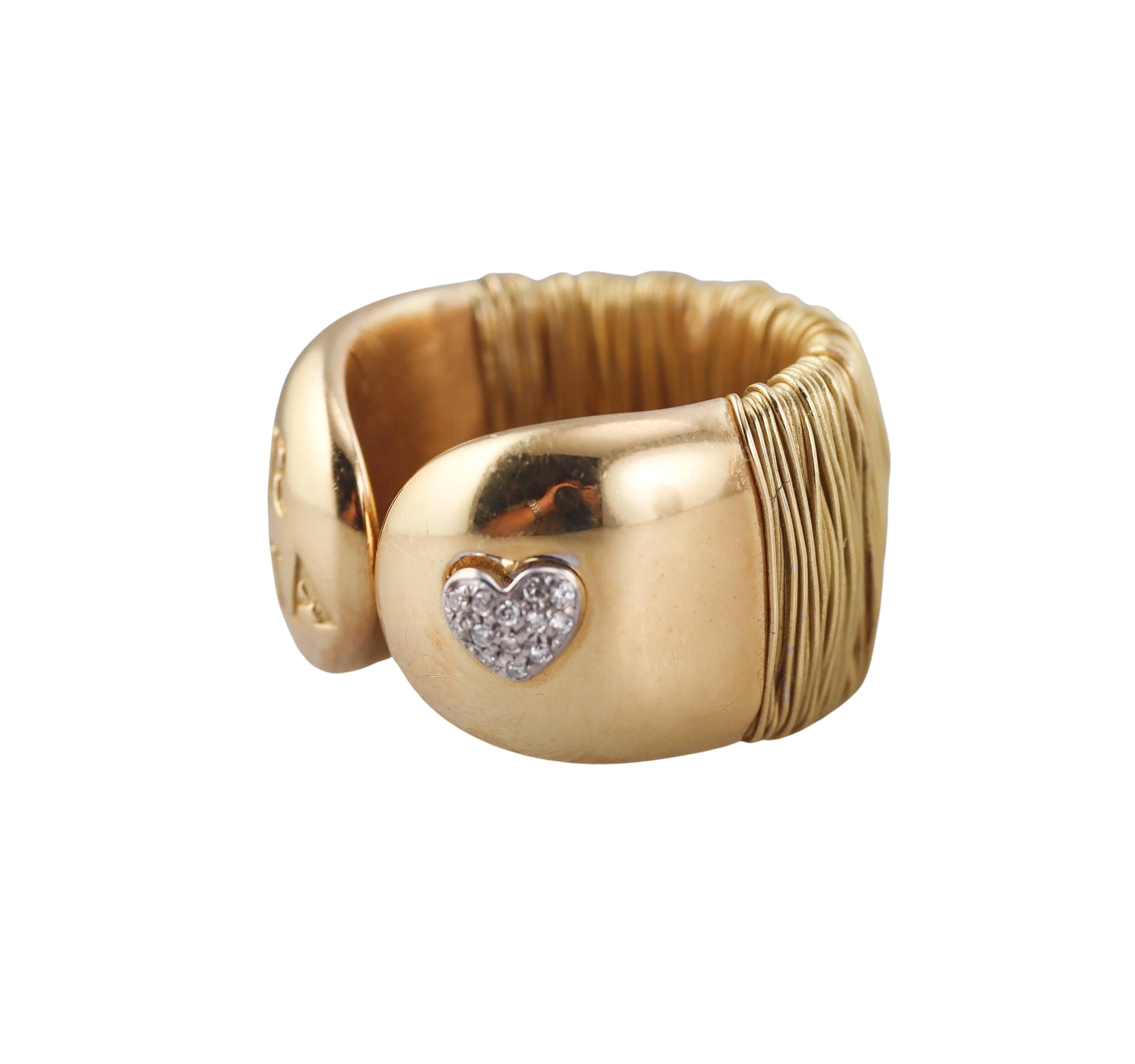 Pasquale Bruni Amor Est Vita Diamond Heart Gold Open Band Ring
