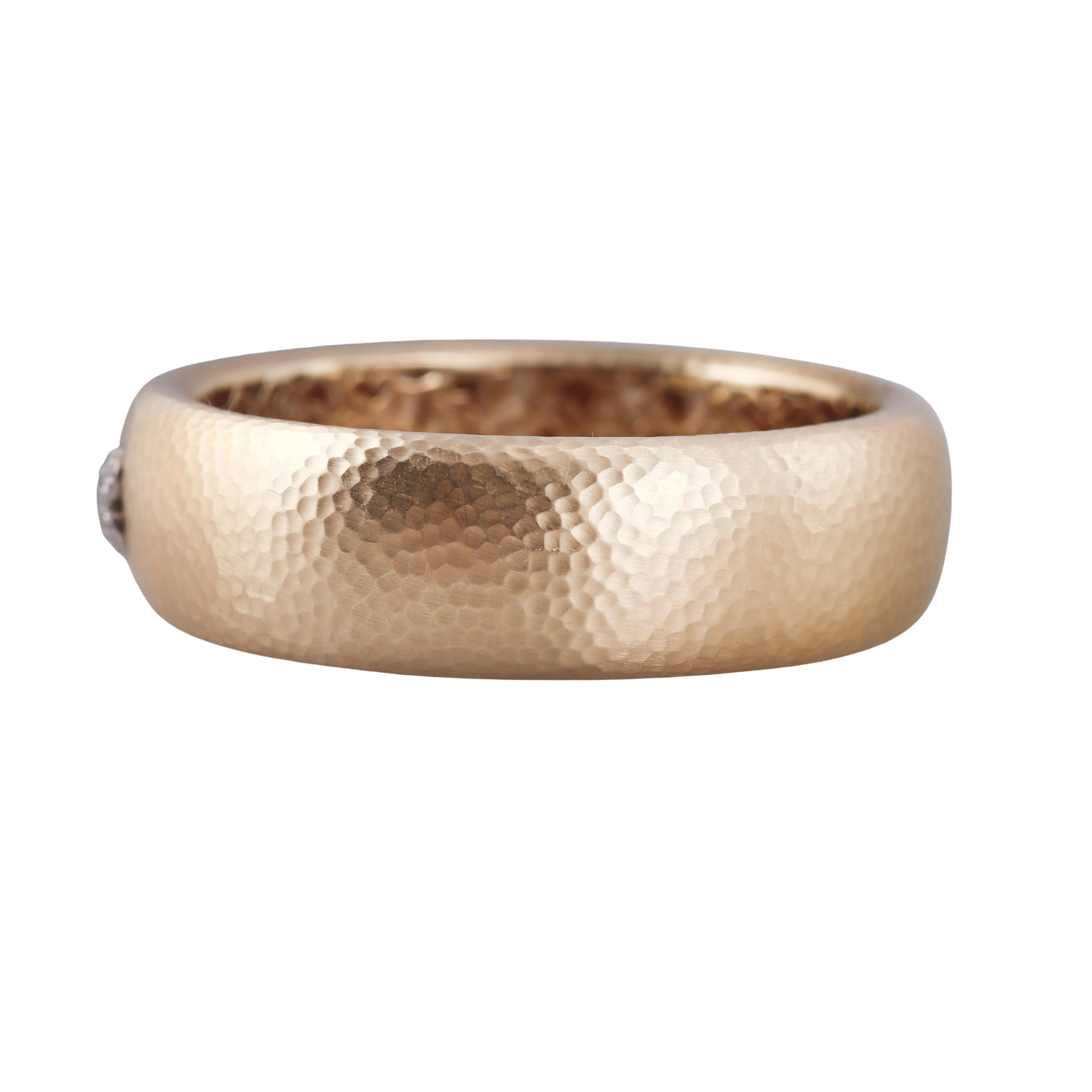 Pasquale Bruni Hammered Rose Gold Diamond Bangle Bracelet