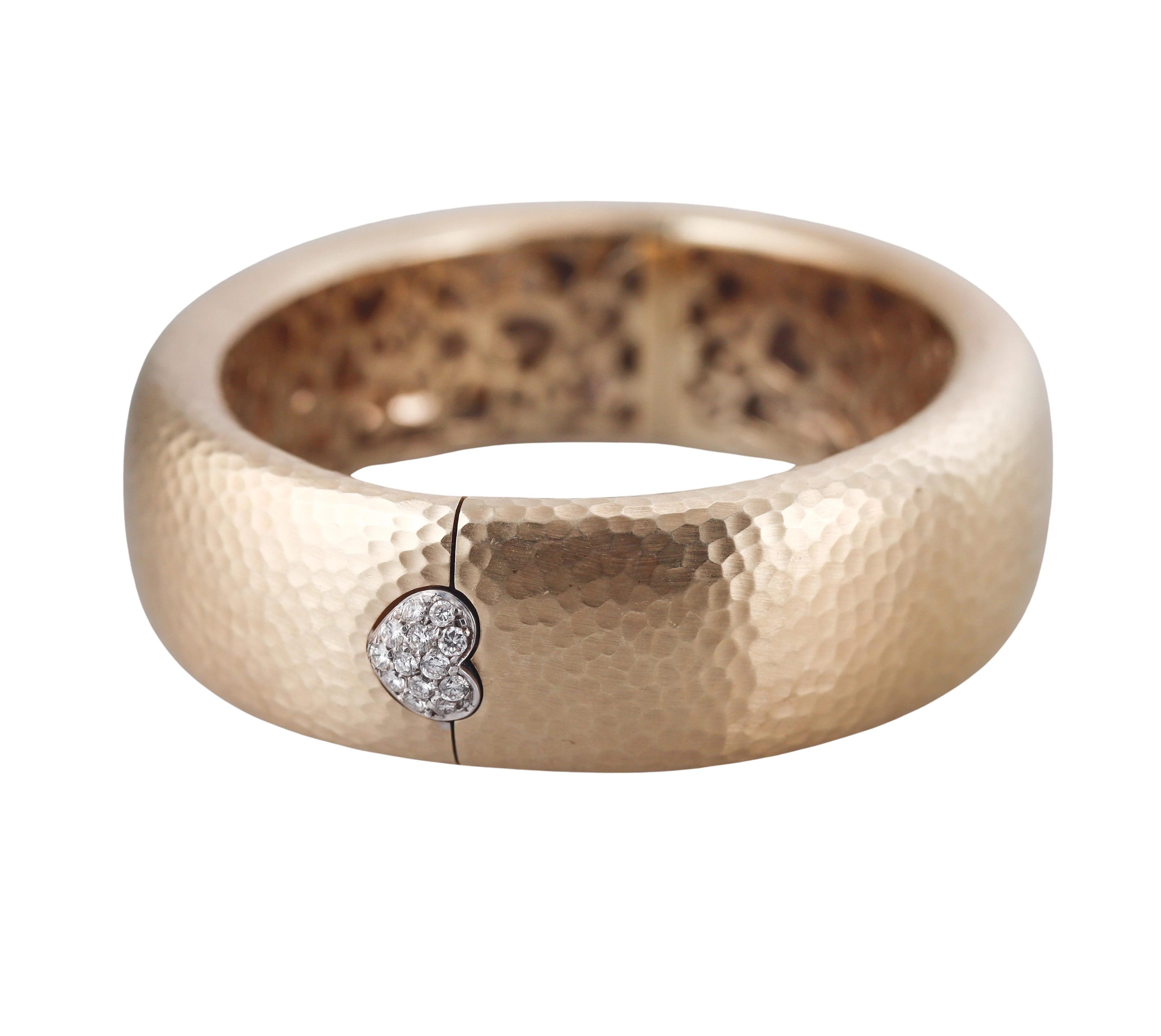 Pasquale Bruni Hammered Rose Gold Diamond Bangle Bracelet