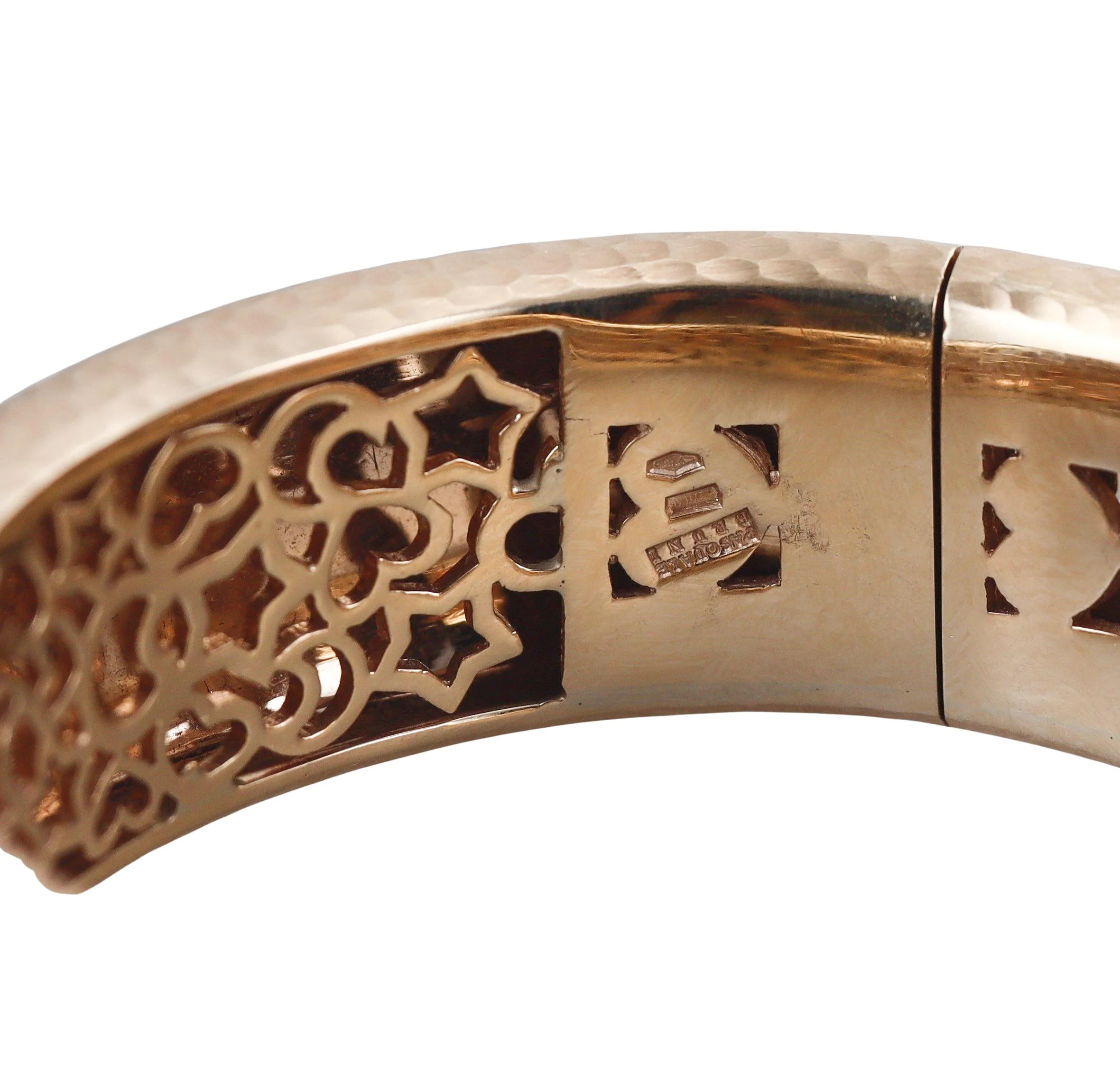 Pasquale Bruni Hammered Rose Gold Diamond Bangle Bracelet