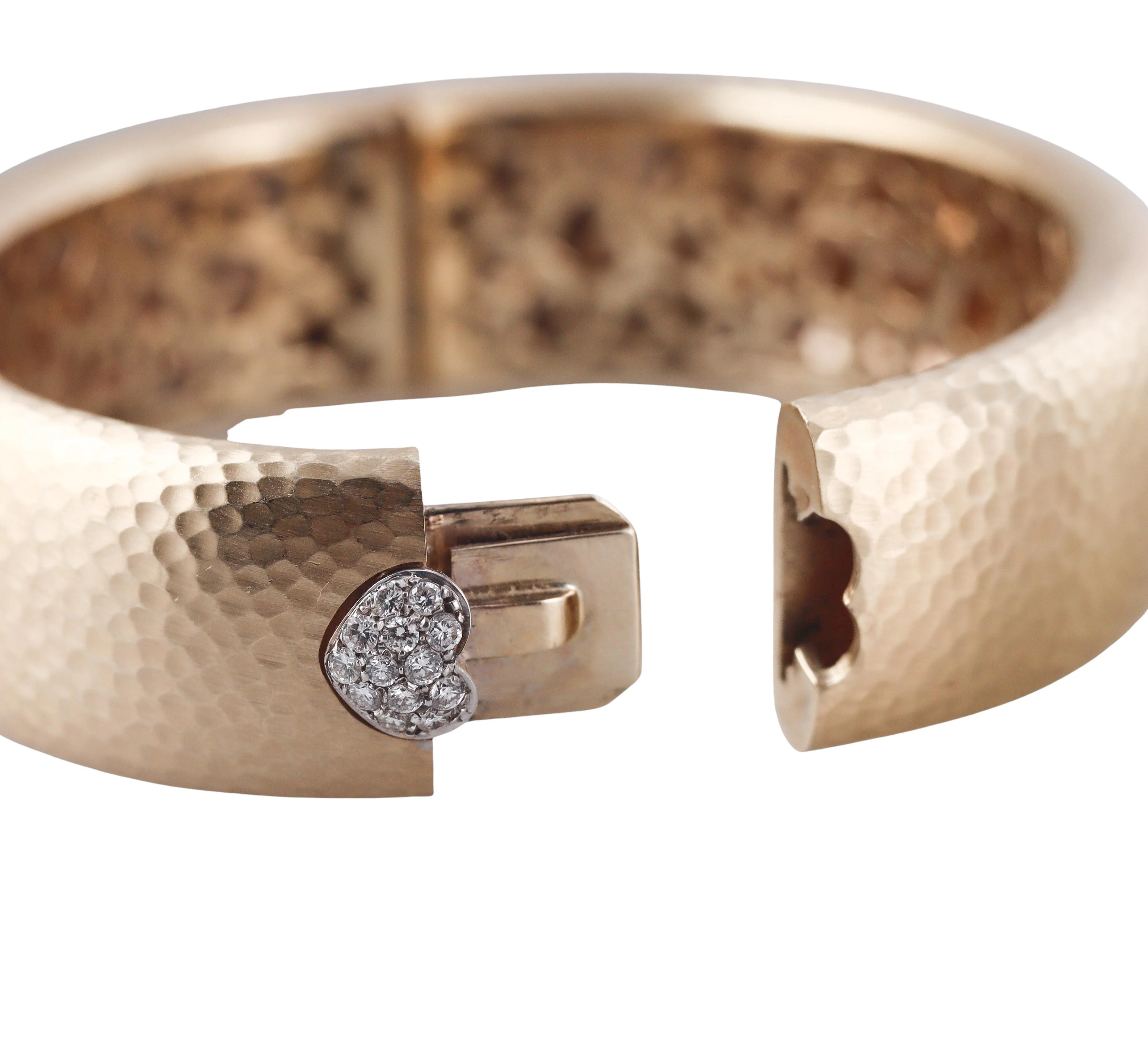 Pasquale Bruni Hammered Rose Gold Diamond Bangle Bracelet