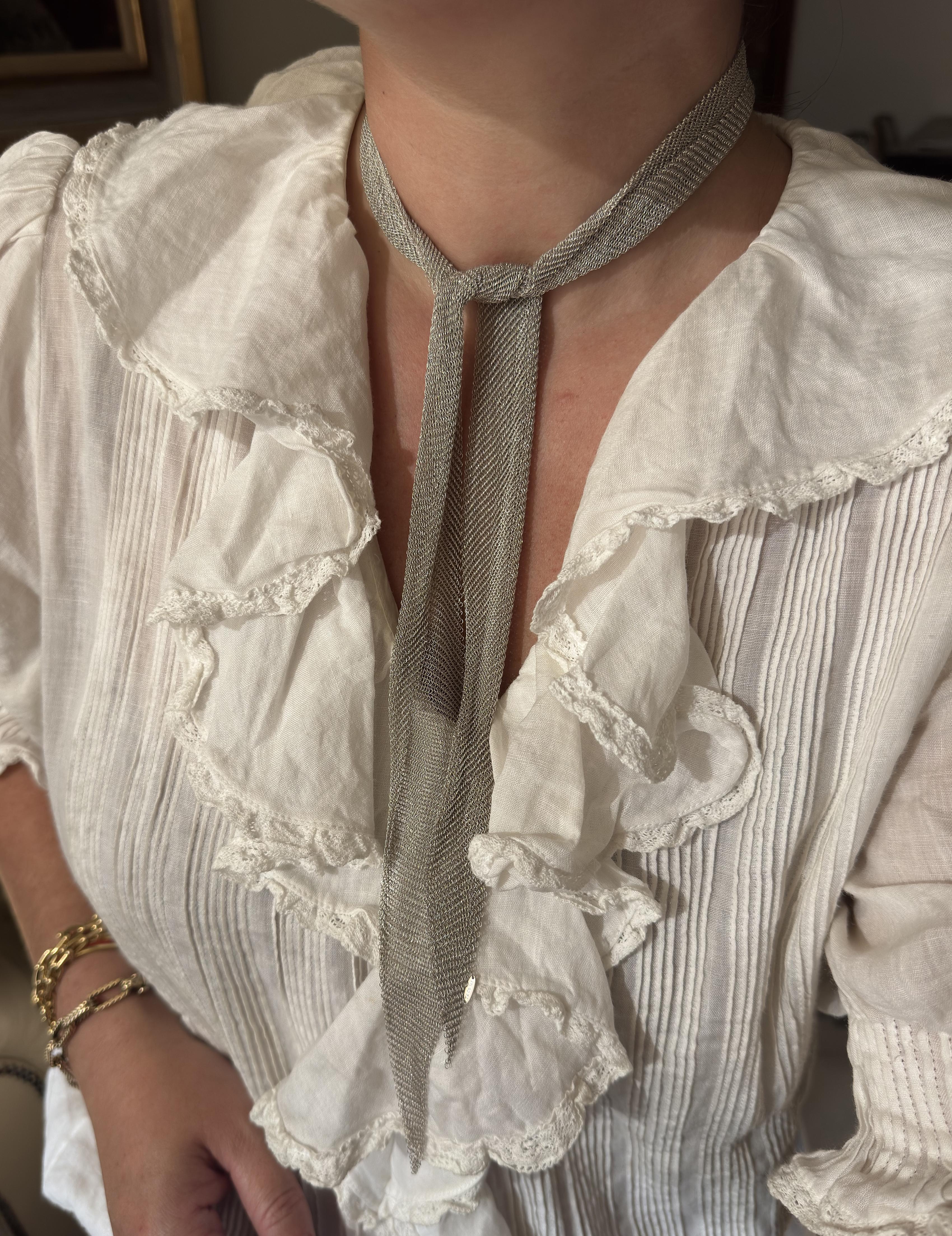 Tiffany  Co Elsa Peretti Silver Mesh Scarf Necklace