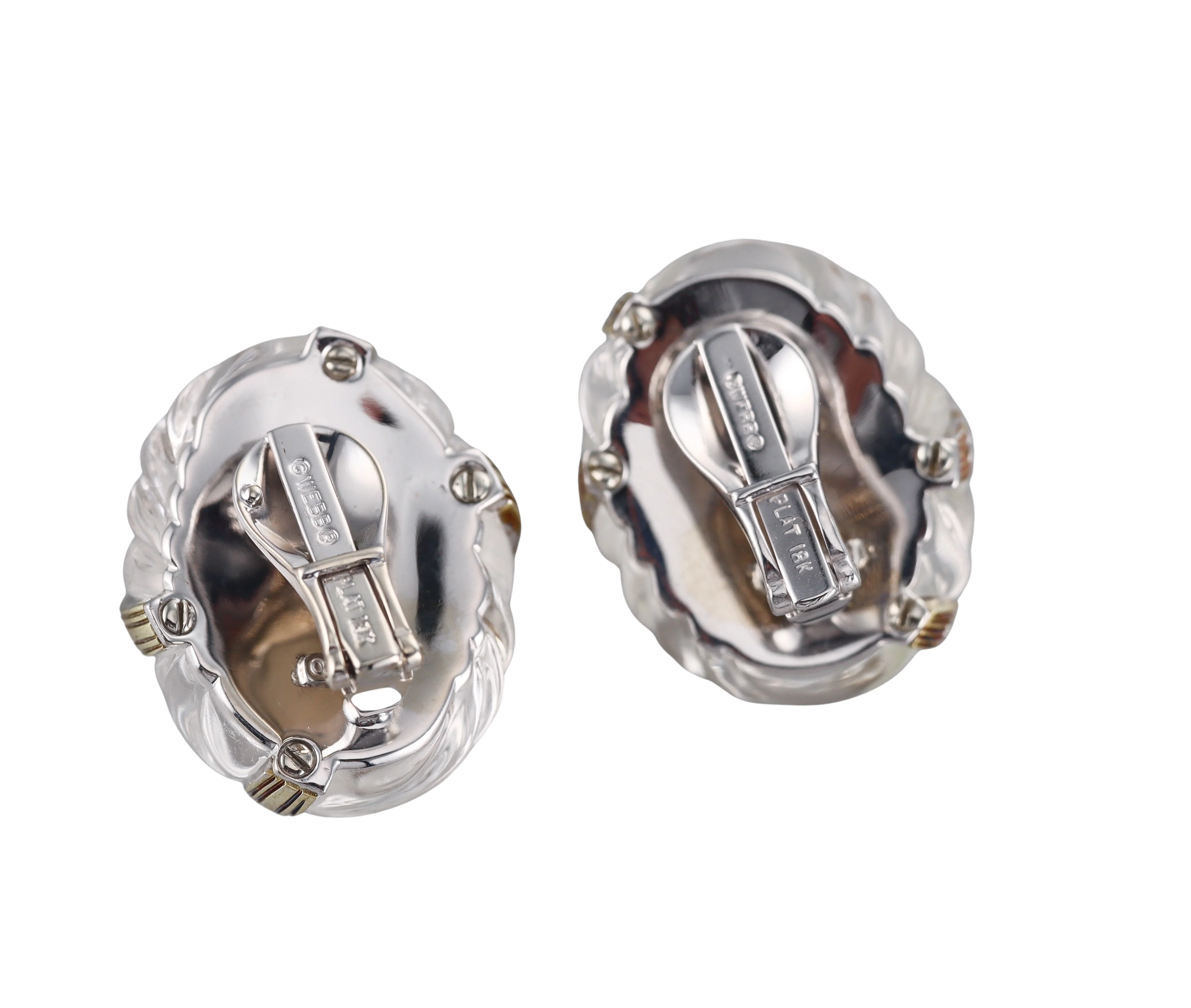 David Webb Crystal Diamond Gold Platinum Earrings