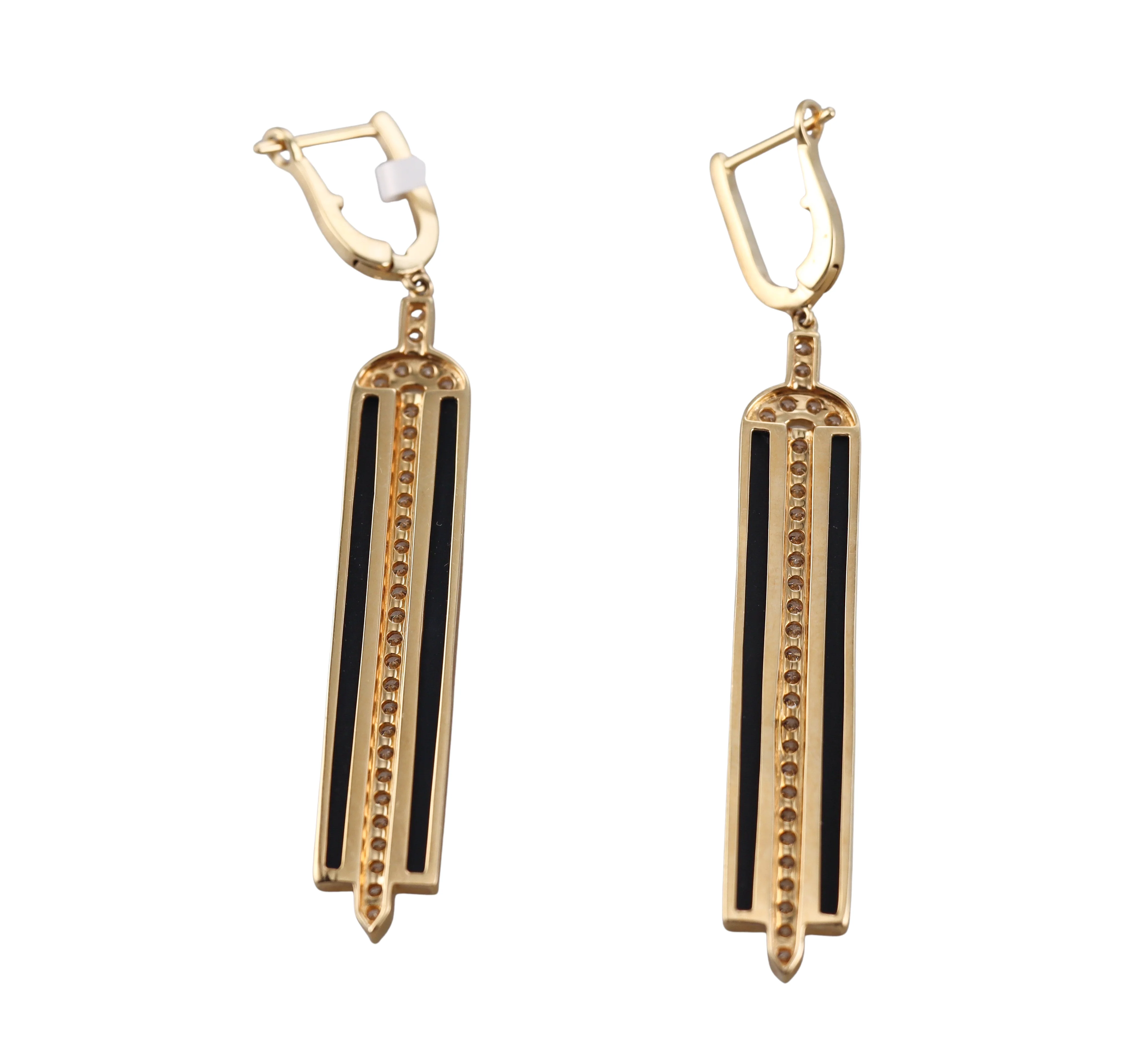 Doves Doron Paloma Diamond Onyx Gold Drop Earrings