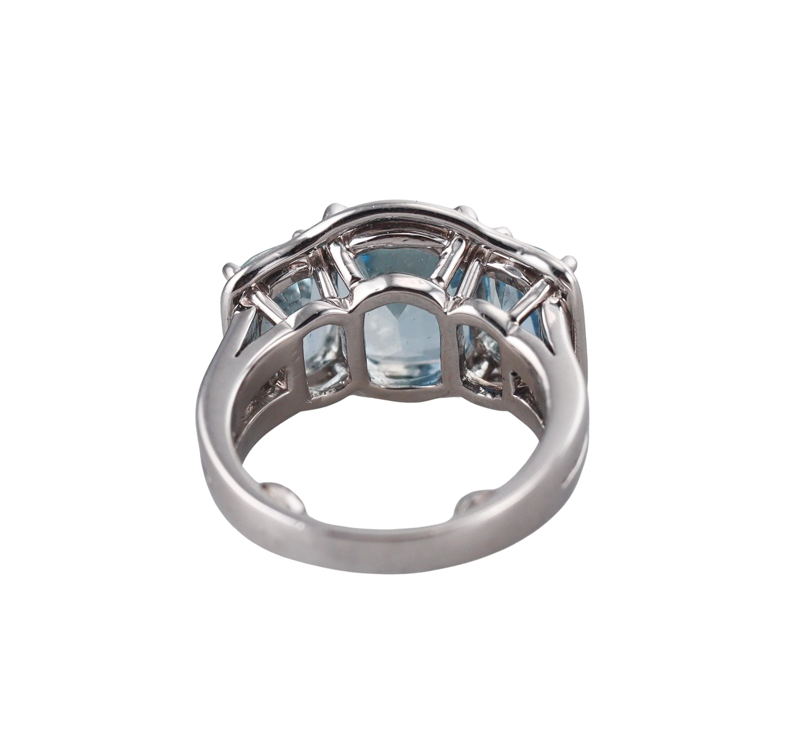 Verdura Aquamarine Gold Three Stone Ring