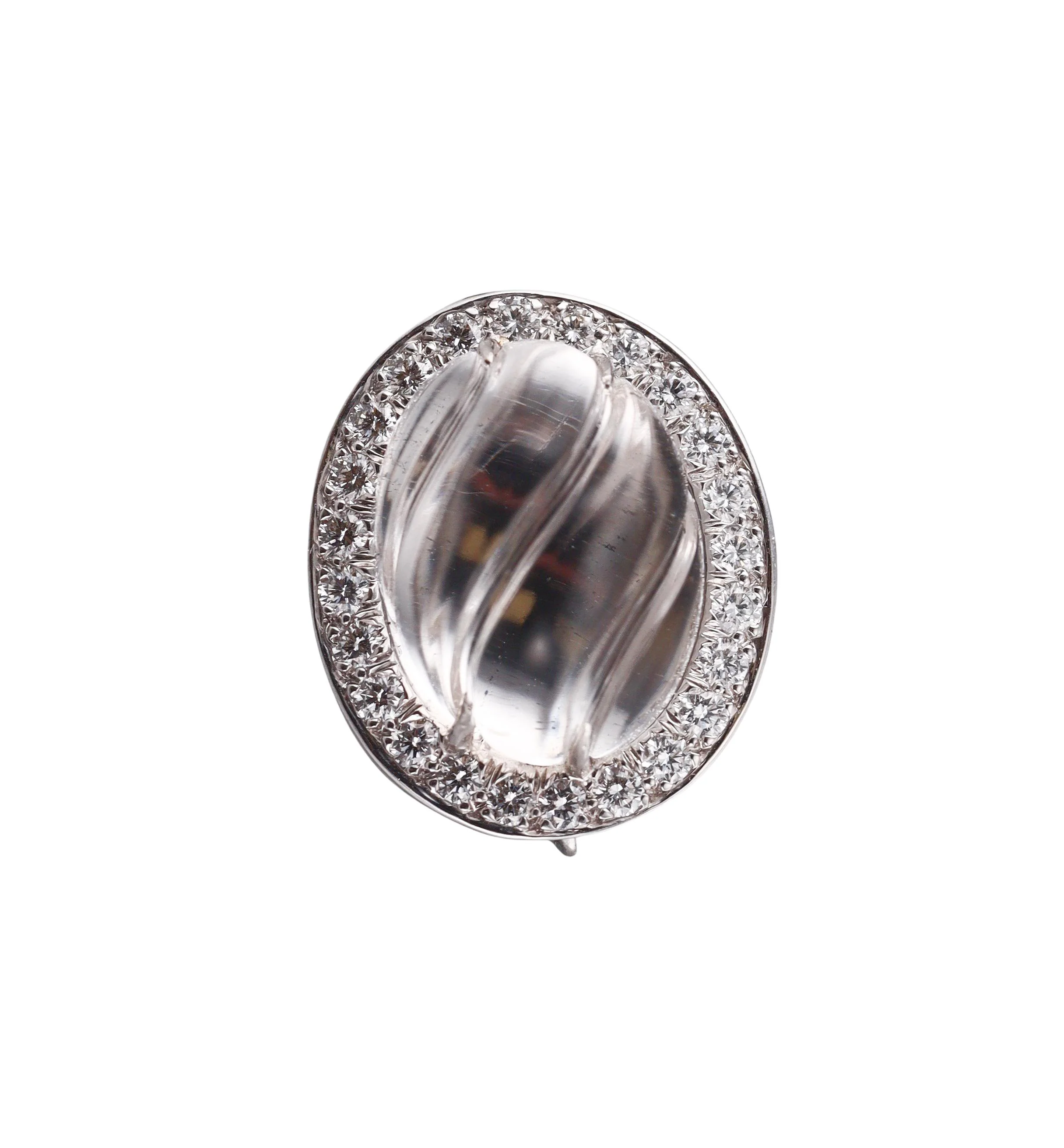 David Webb Fluted Crystal Diamond Gold Platinum Night Day Earrings