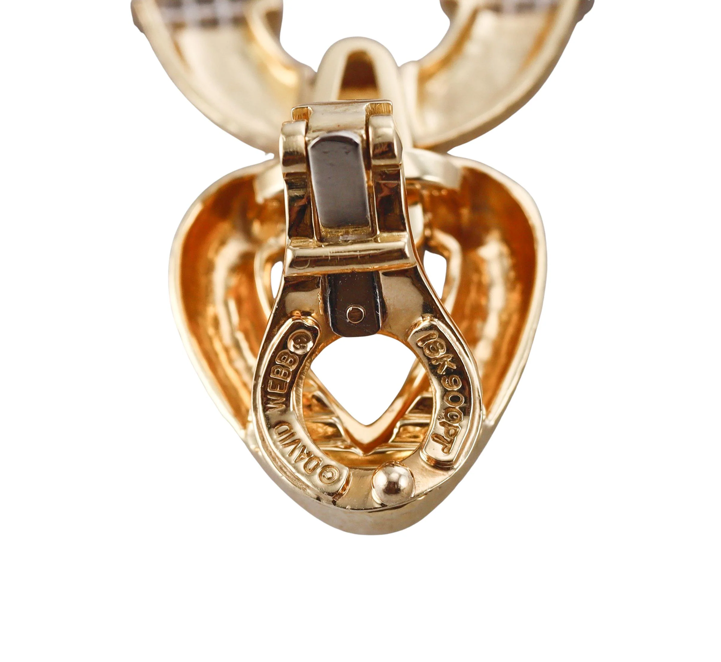 David Webb Plaza Diamond Gold Platinum Doorknocker Earrings