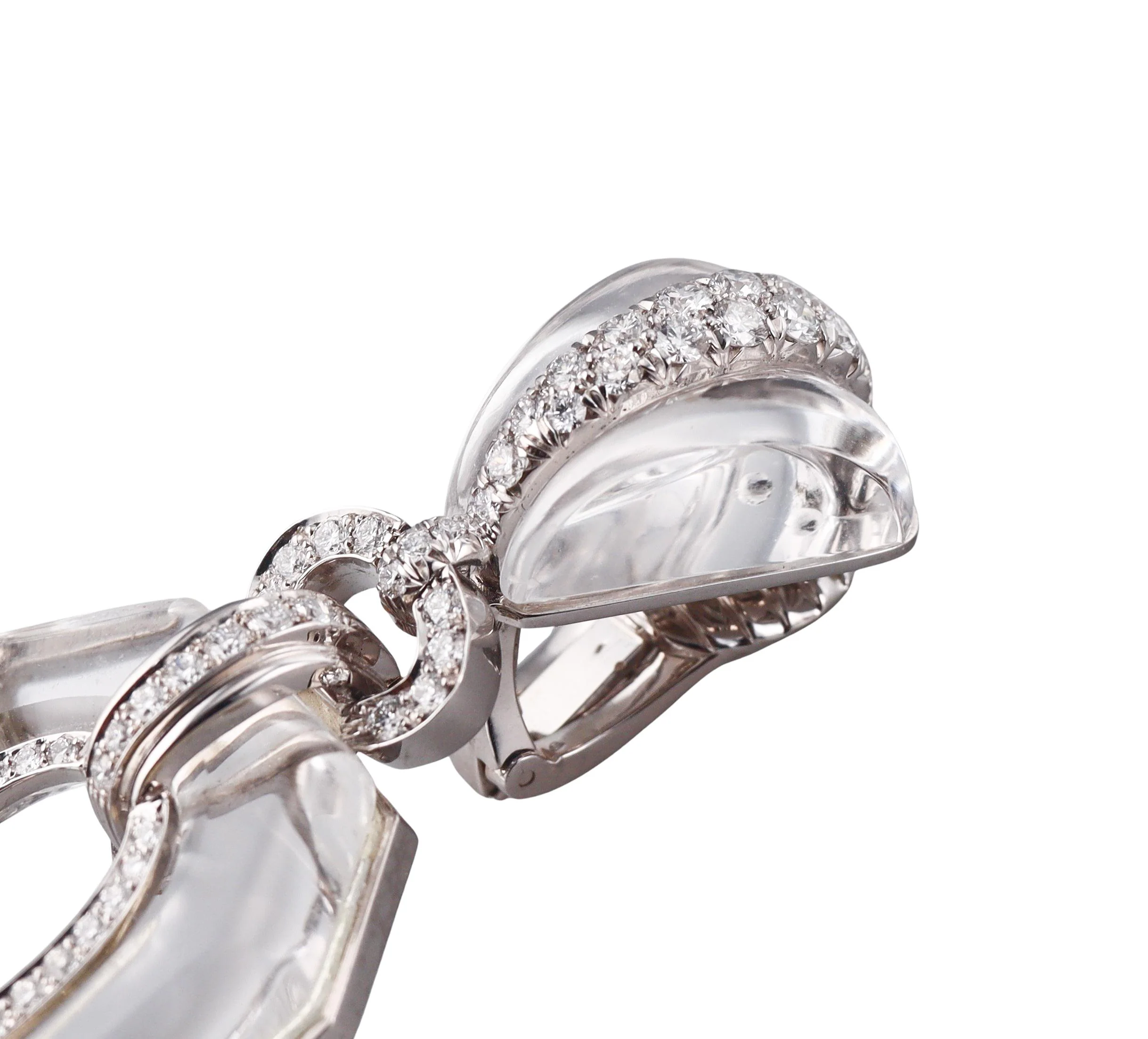 David Webb Midnight Rock Crystal Diamond Gold Platinum Earrings