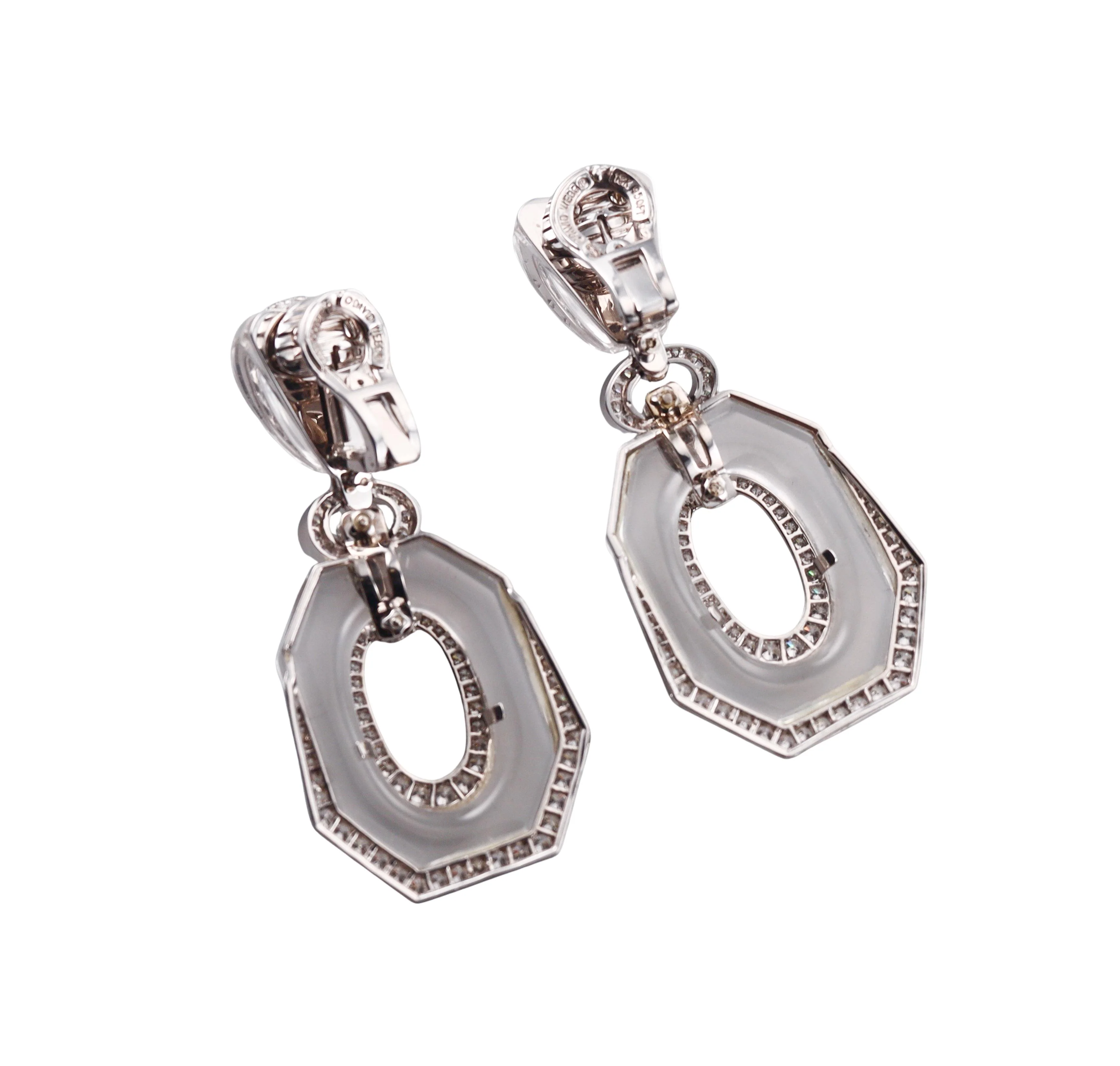 David Webb Midnight Rock Crystal Diamond Gold Platinum Earrings