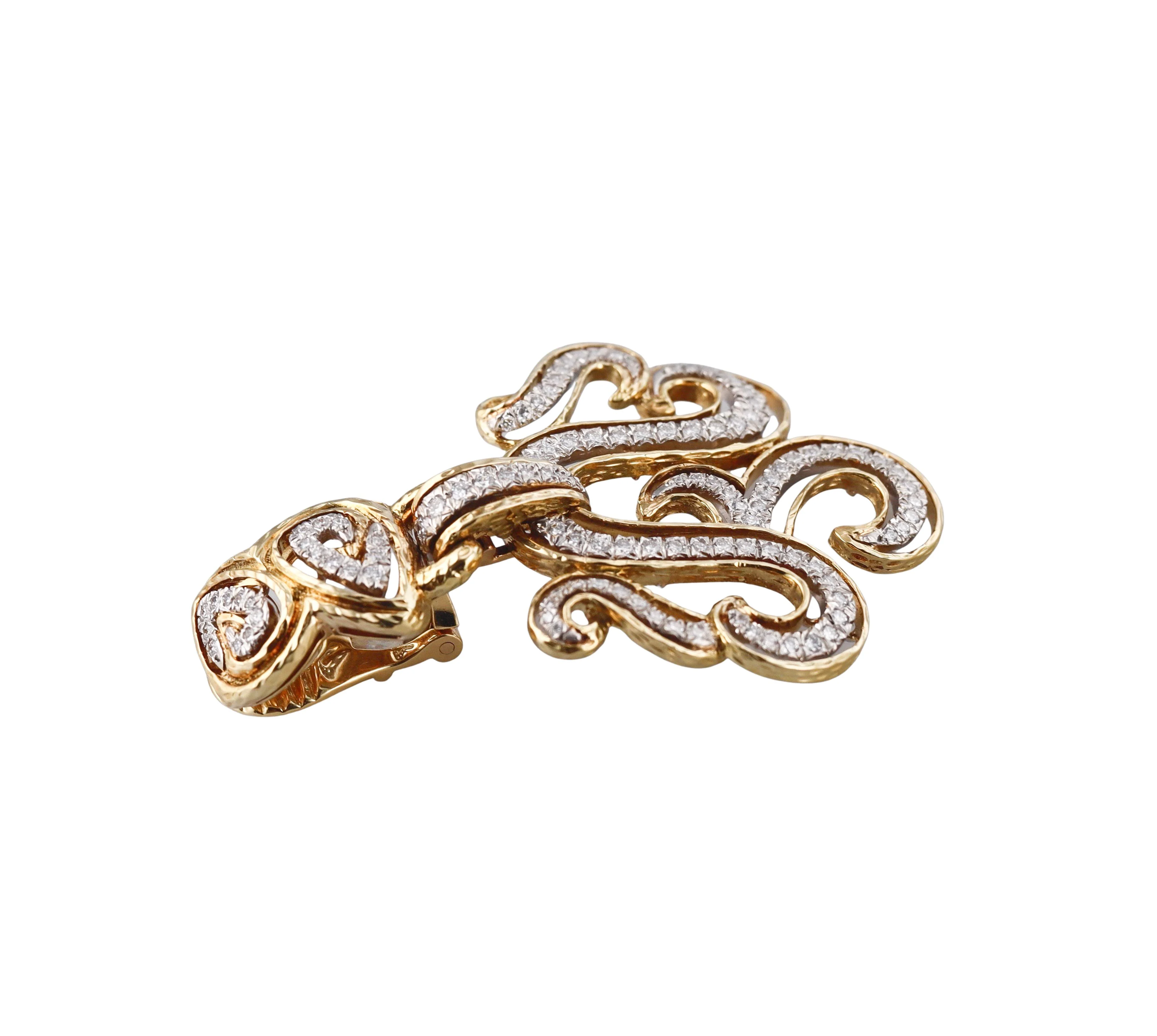 David Webb Ancient World Diamond Gold Platinum Scroll Earrings