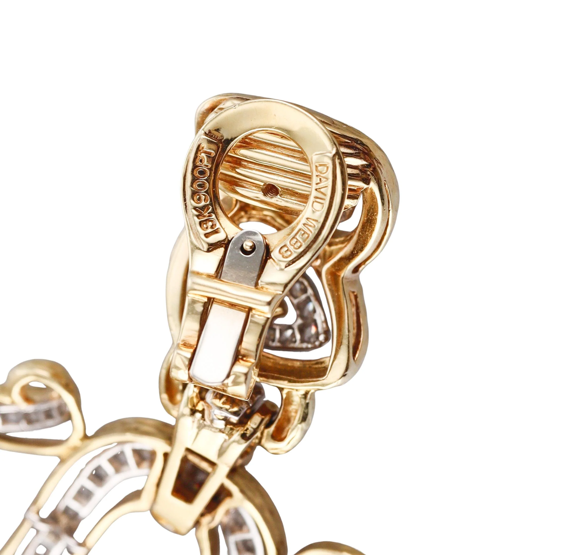 David Webb Ancient World Diamond Gold Platinum Scroll Earrings