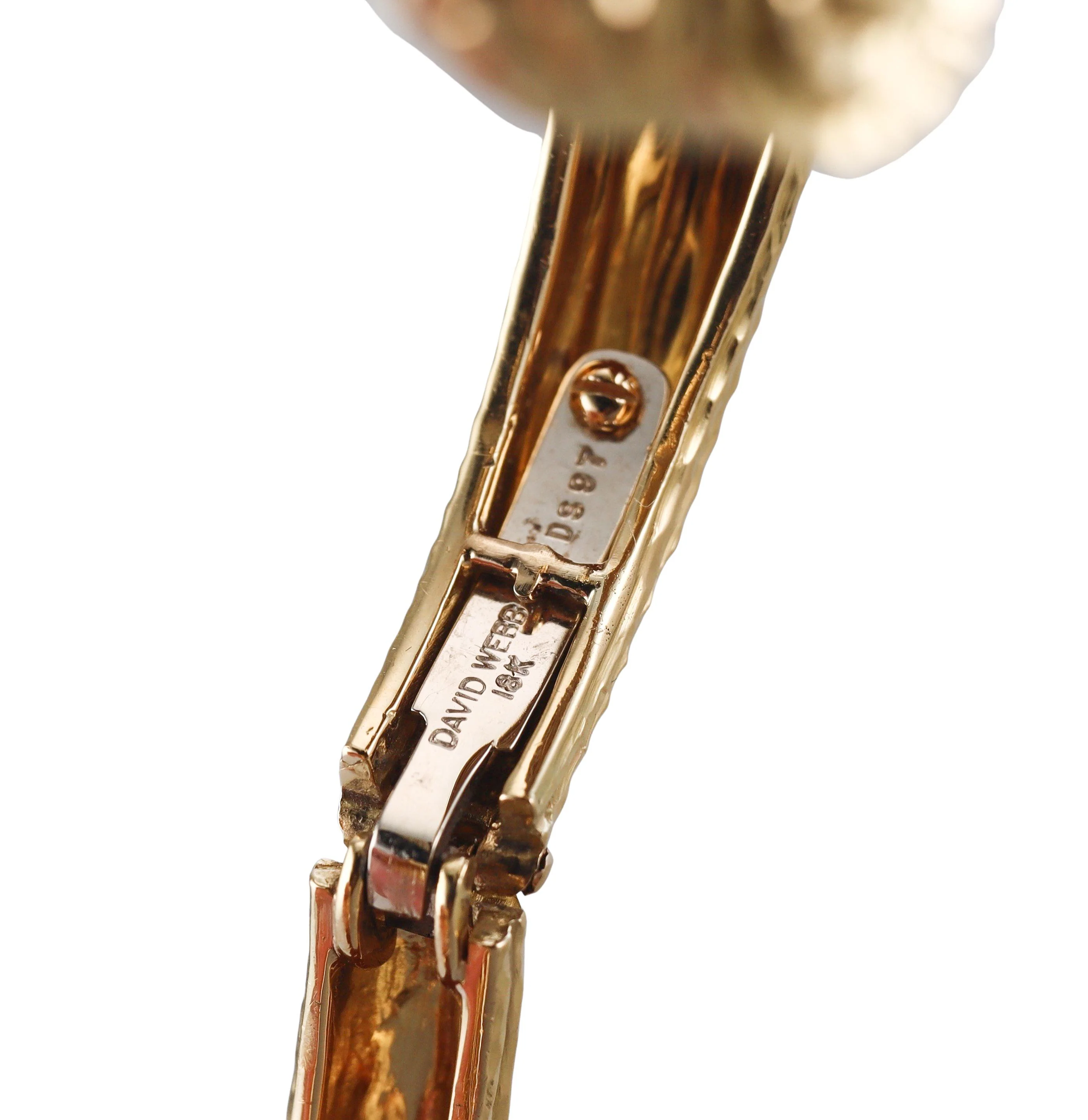 David Webb Hammered Gold Crossover Bangle Bracelet