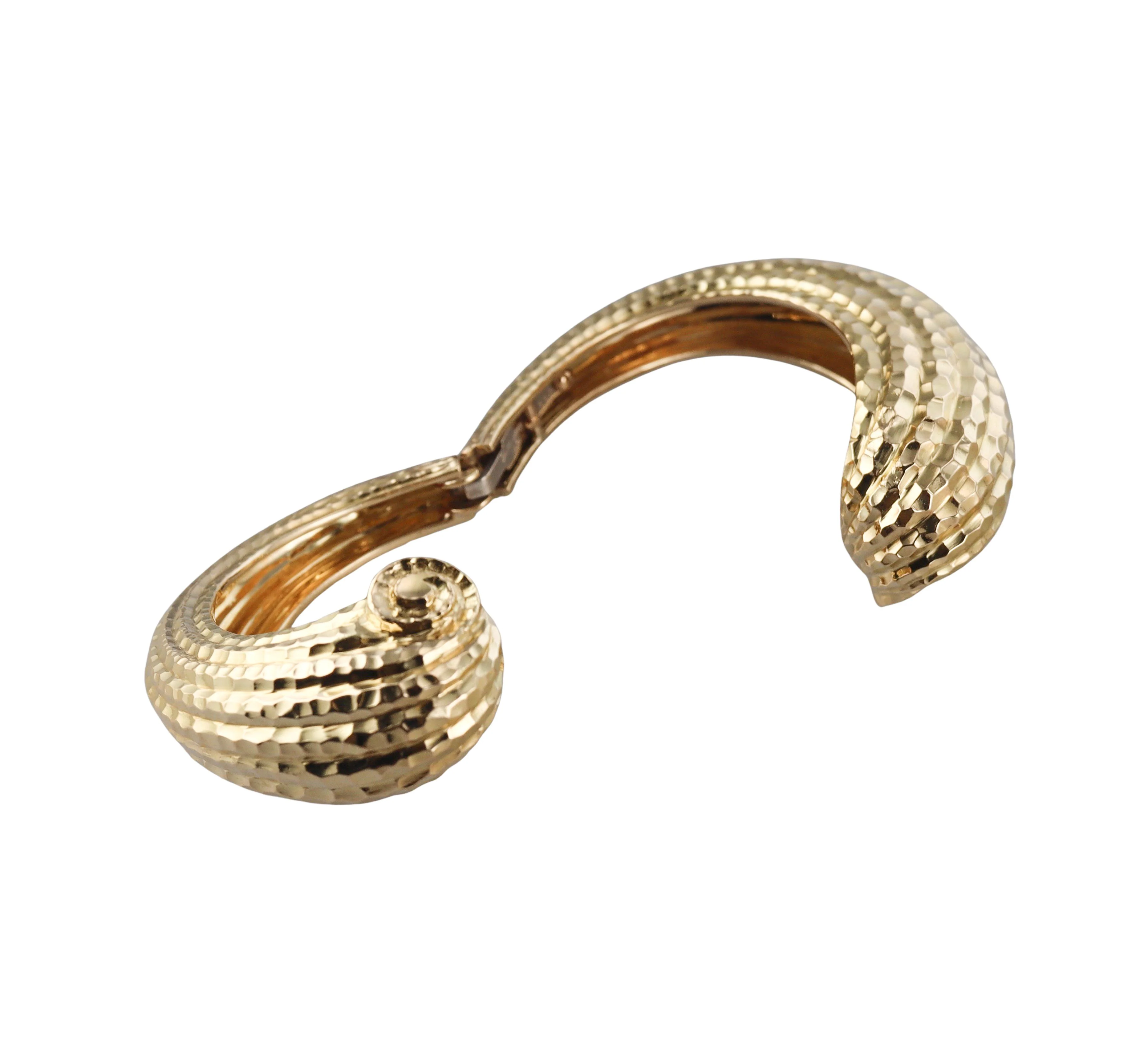 David Webb Hammered Gold Crossover Bangle Bracelet
