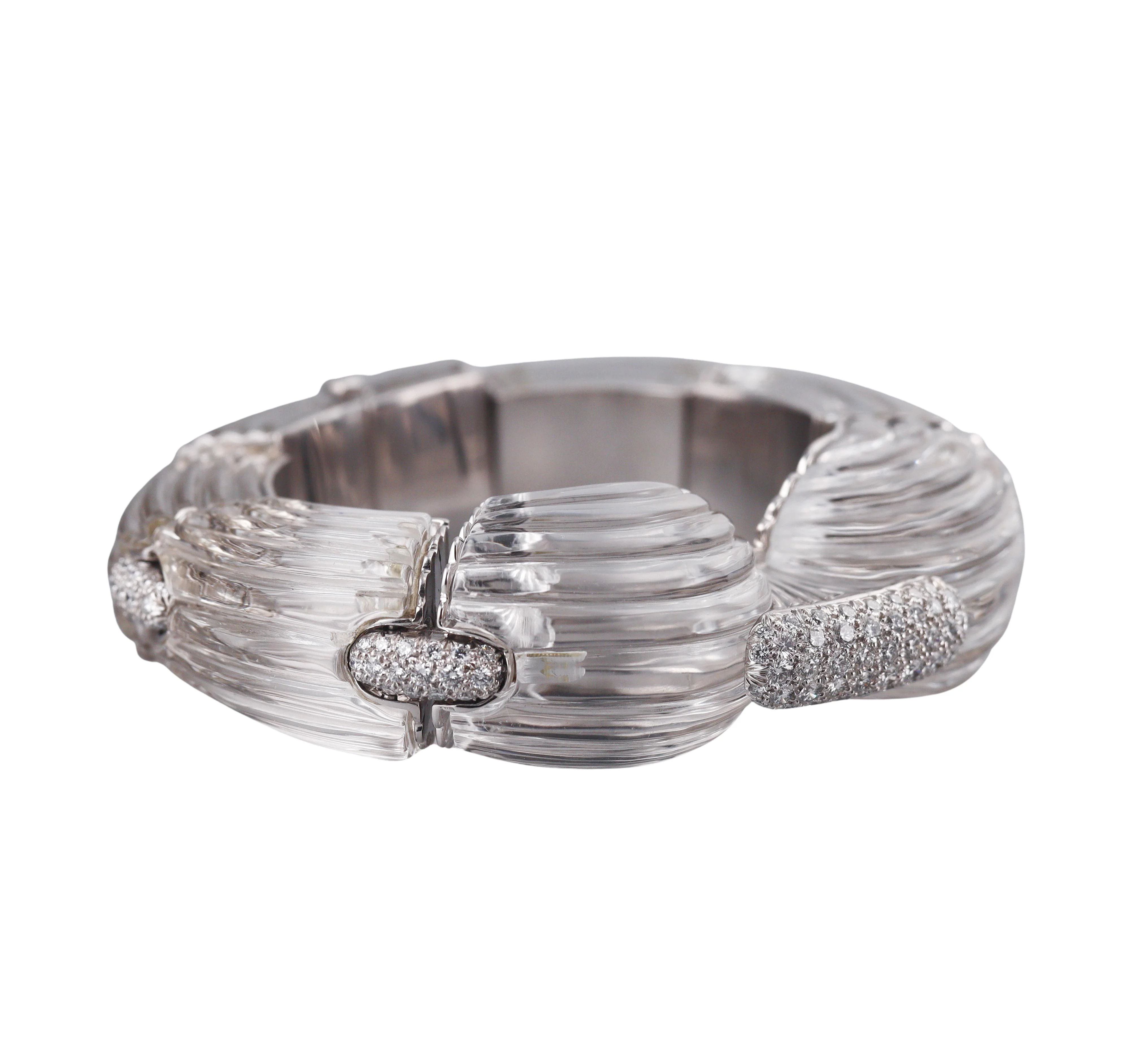 David Webb Twilight Rock Crystal Diamond Gold Platinum Bracelet