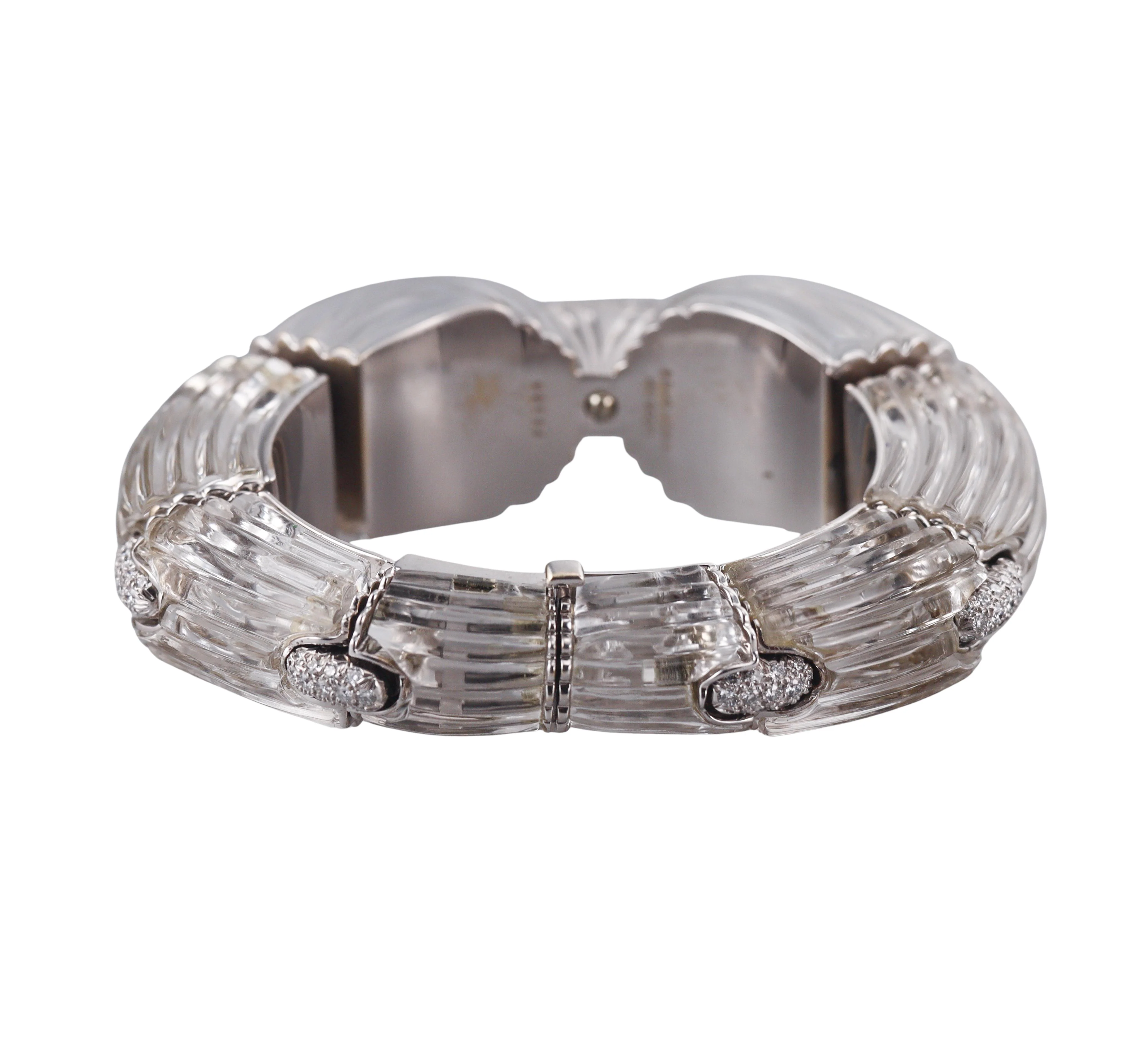 David Webb Twilight Rock Crystal Diamond Gold Platinum Bracelet