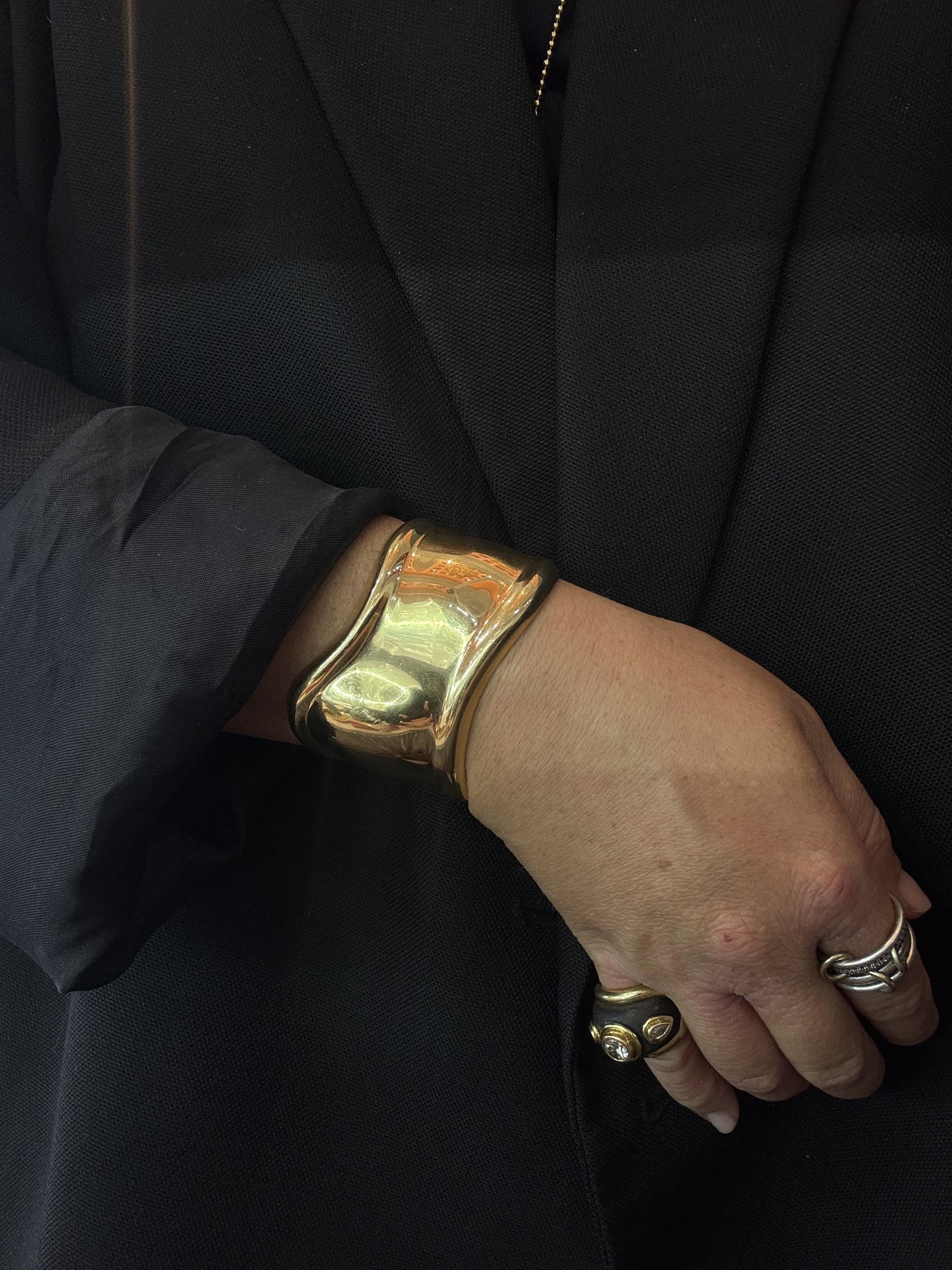 Tiffany  Co Elsa Peretti Gold Bone Cuff Bracelet