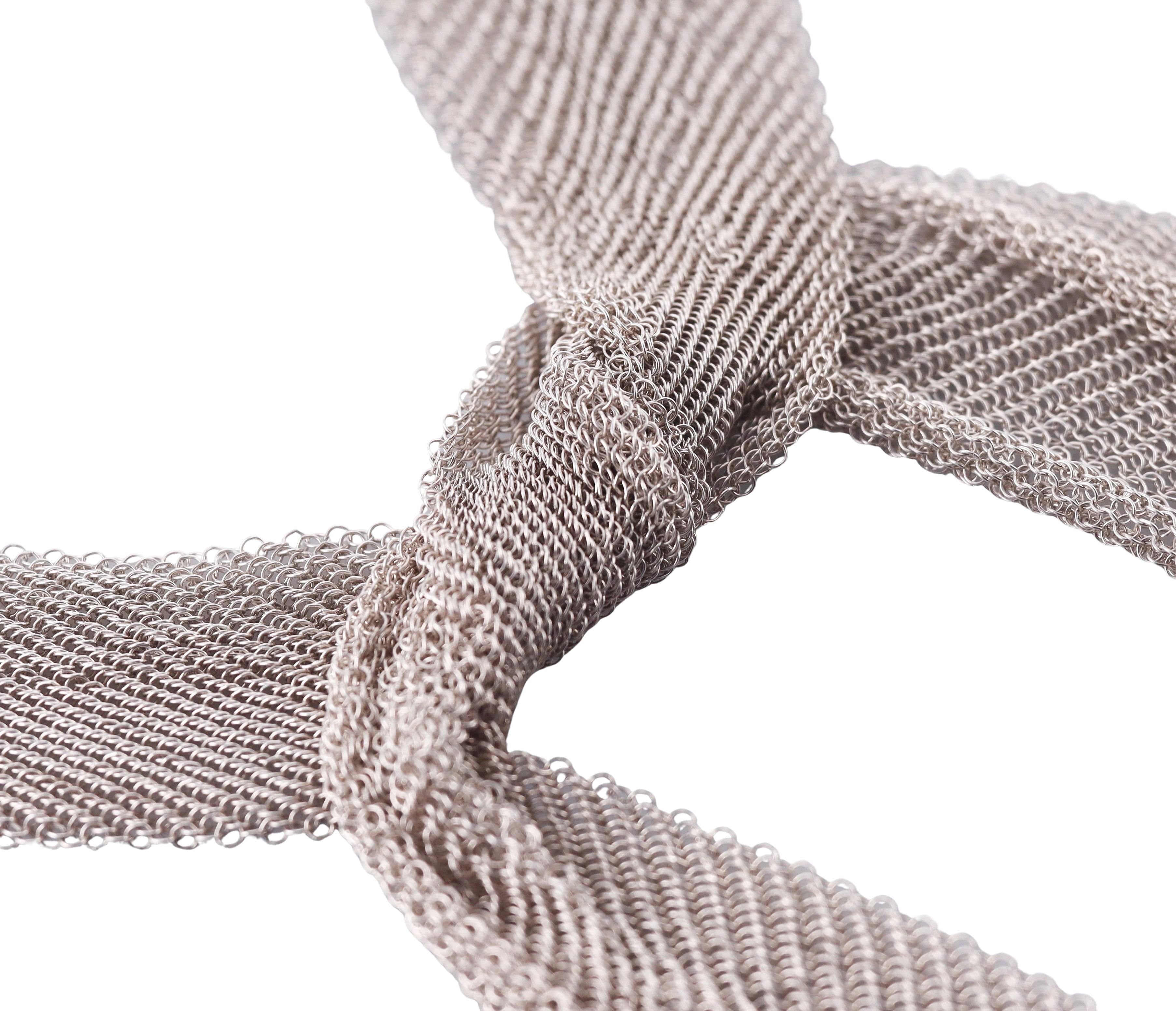 Tiffany  Co Elsa Peretti Silver Mesh Scarf Necklace