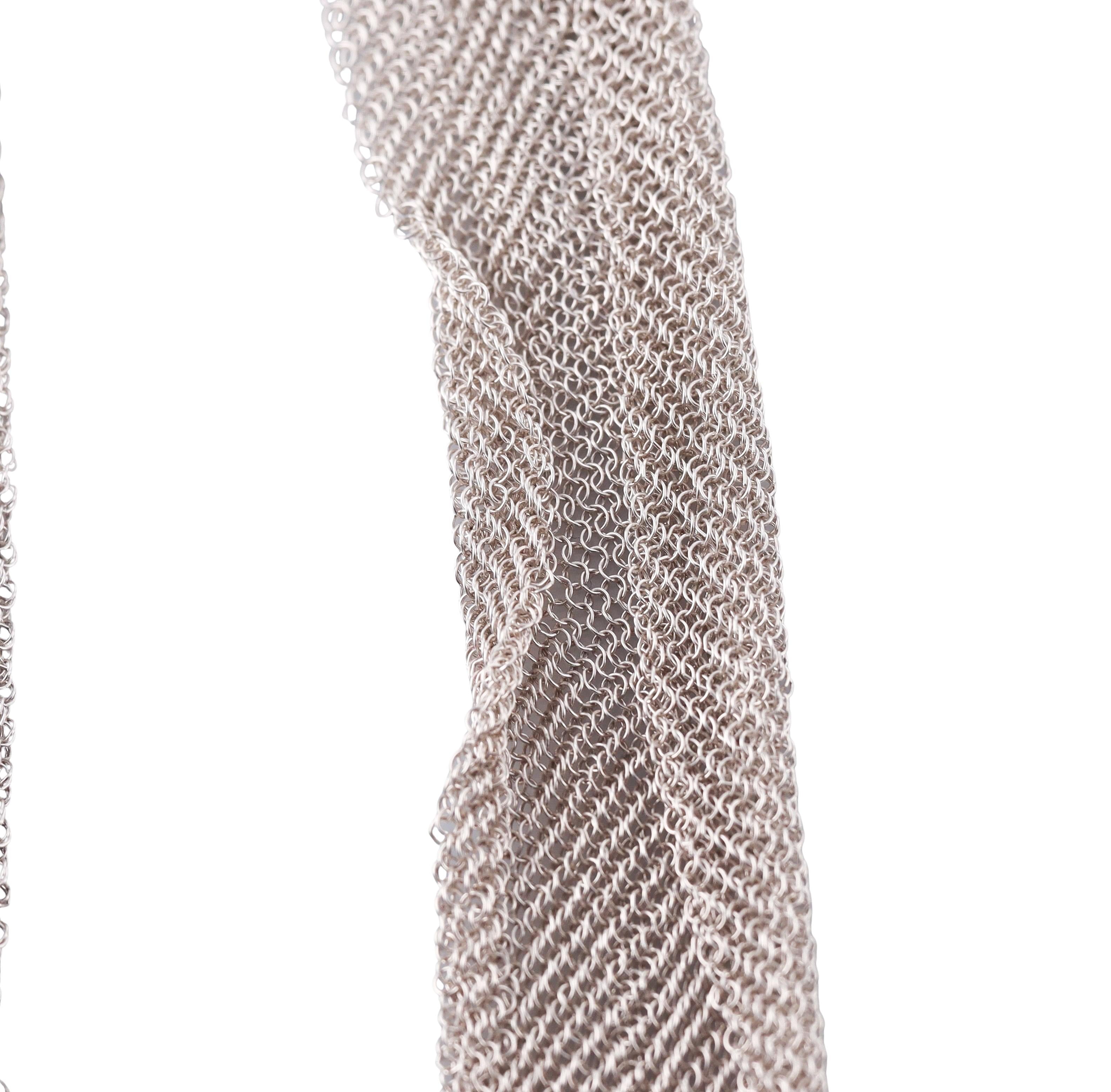 Tiffany Co Elsa Peretti Silver Mesh Scarf Necklace