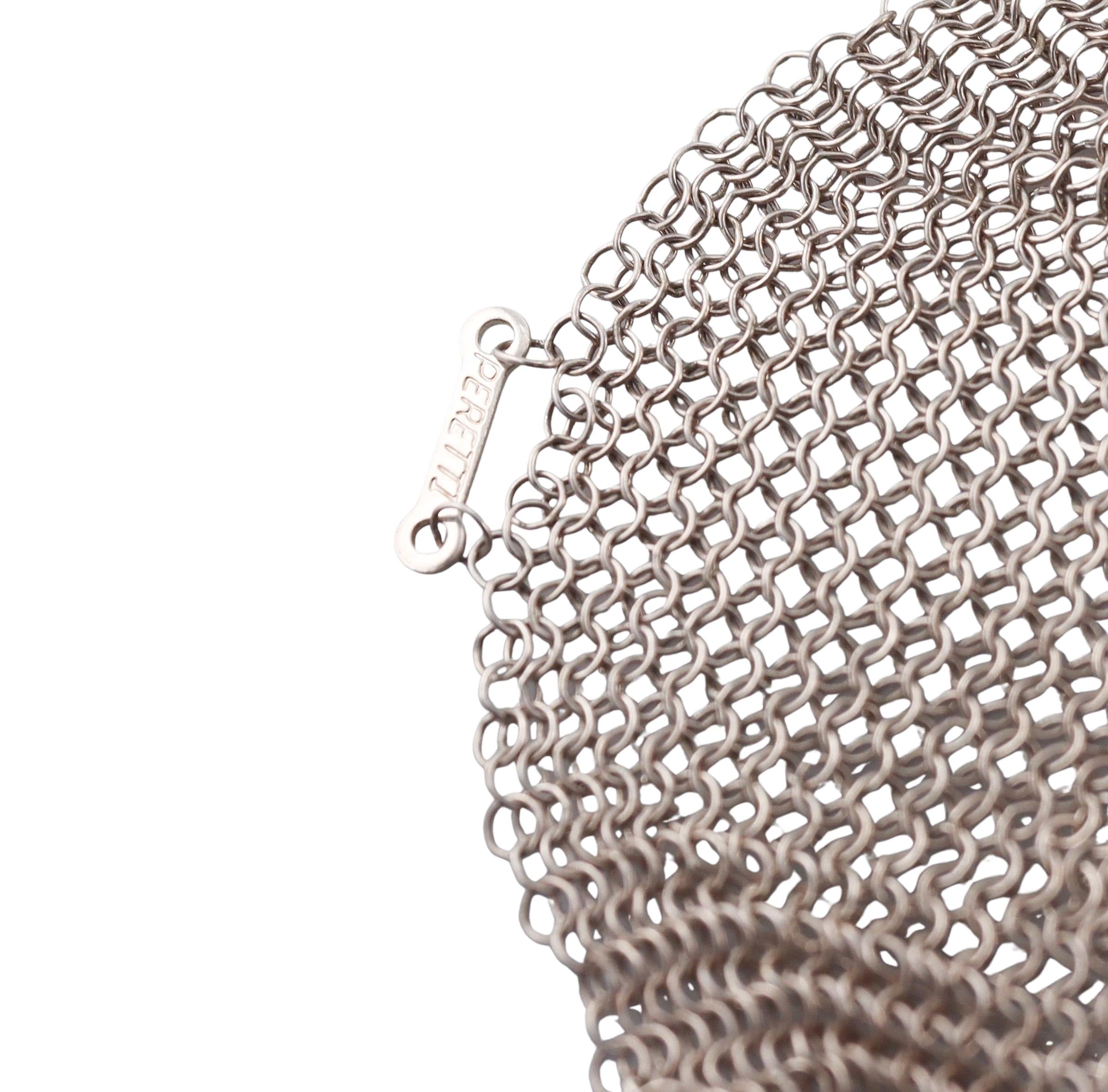 Tiffany  Co Elsa Peretti Silver Pearl Mesh Necklace