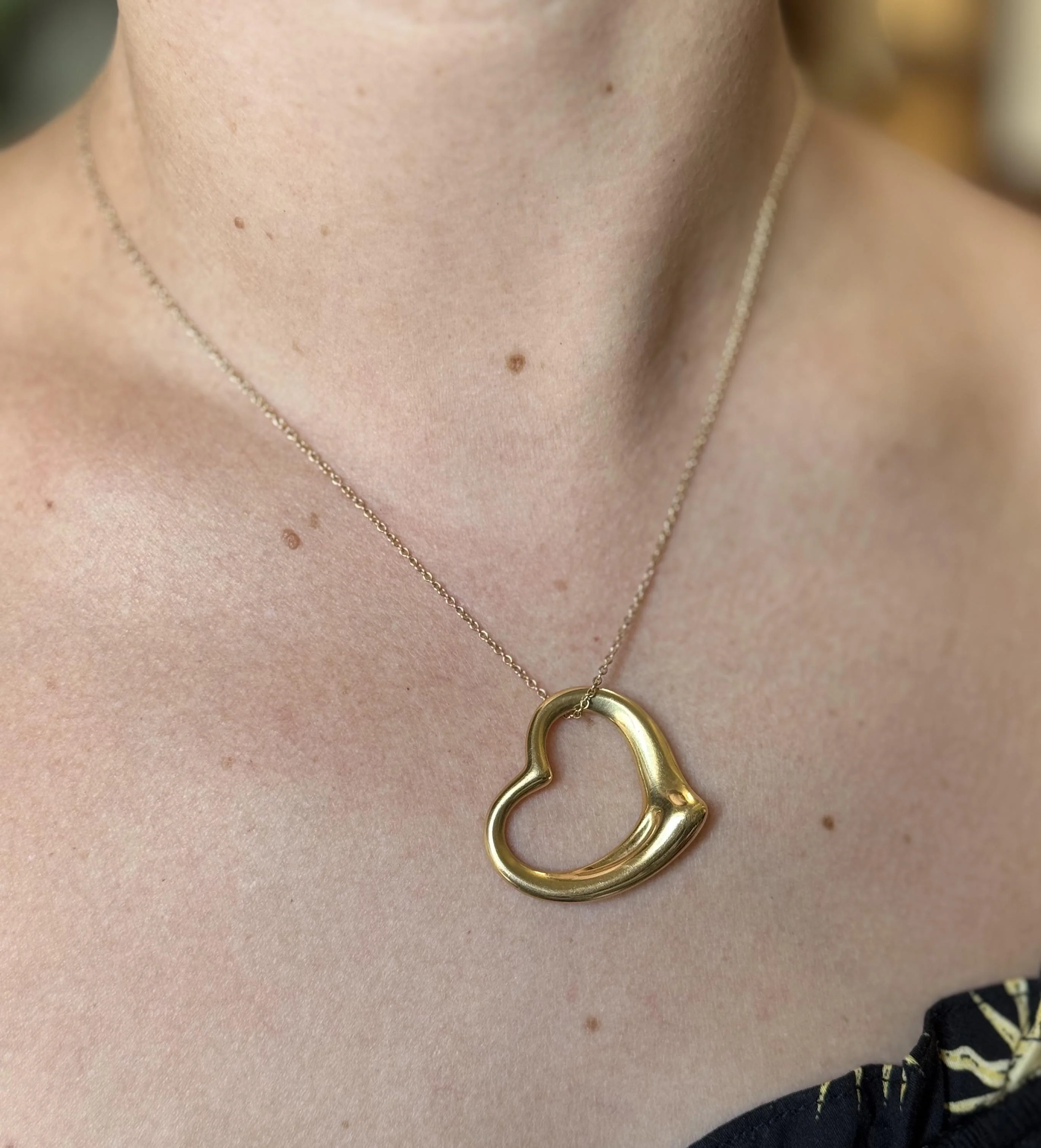 Tiffany Co Elsa Peretti Open Heart Gold Pendant Necklace