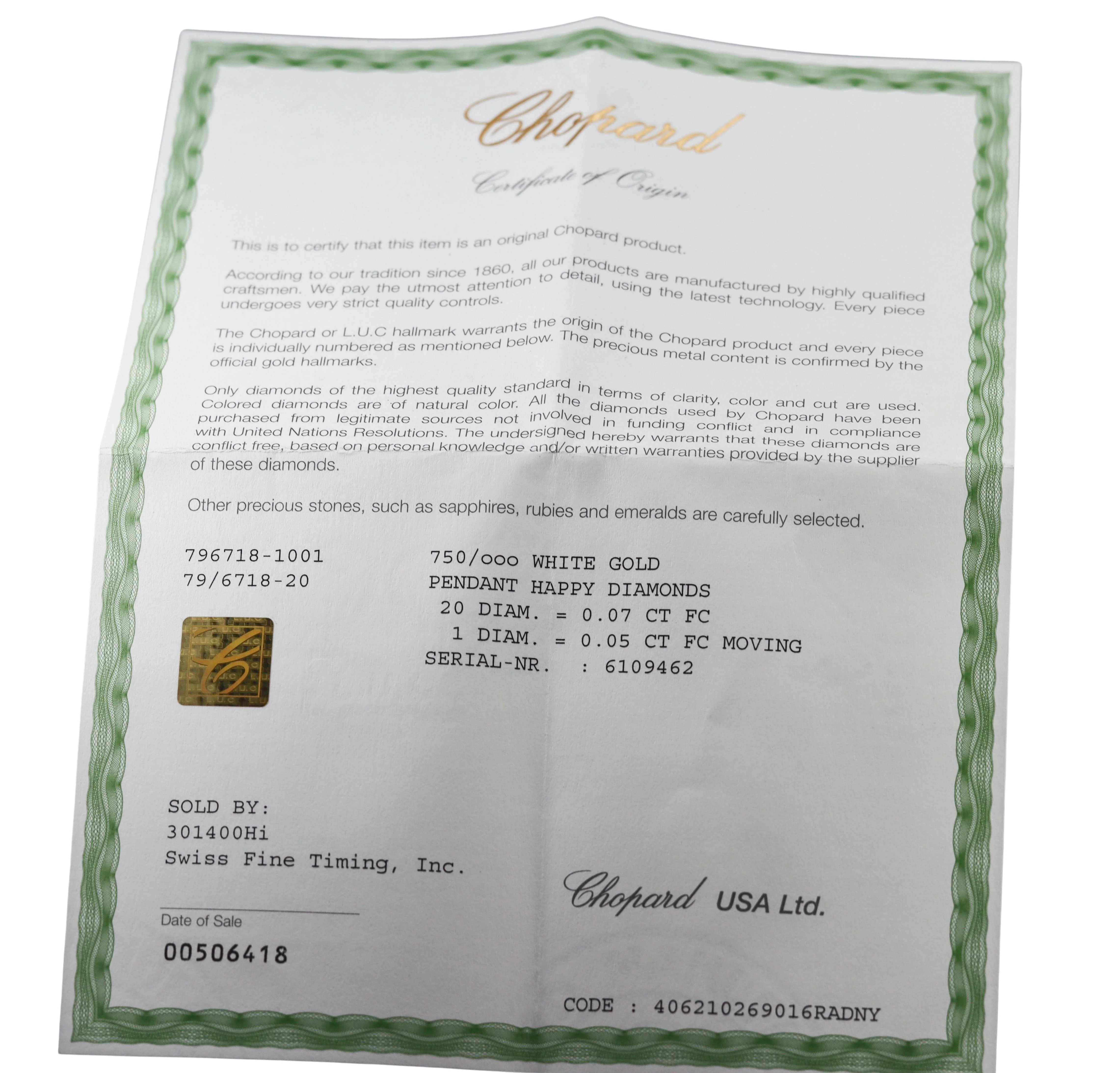 Chopard Happy Diamonds Gold Heart Pendant Necklace 79/6718-20