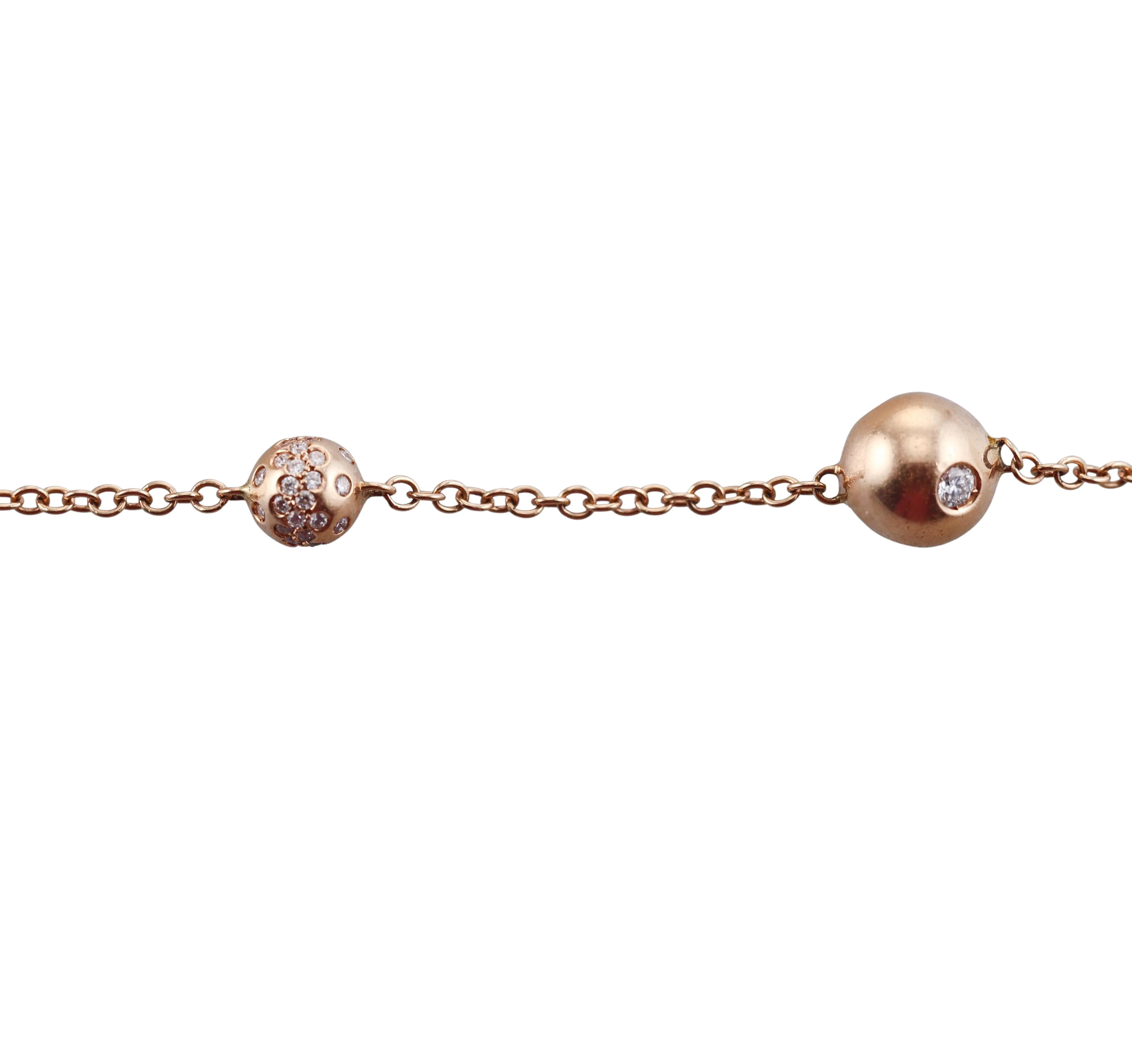 Bottega Veneta Sphere Diamond Gold Necklace