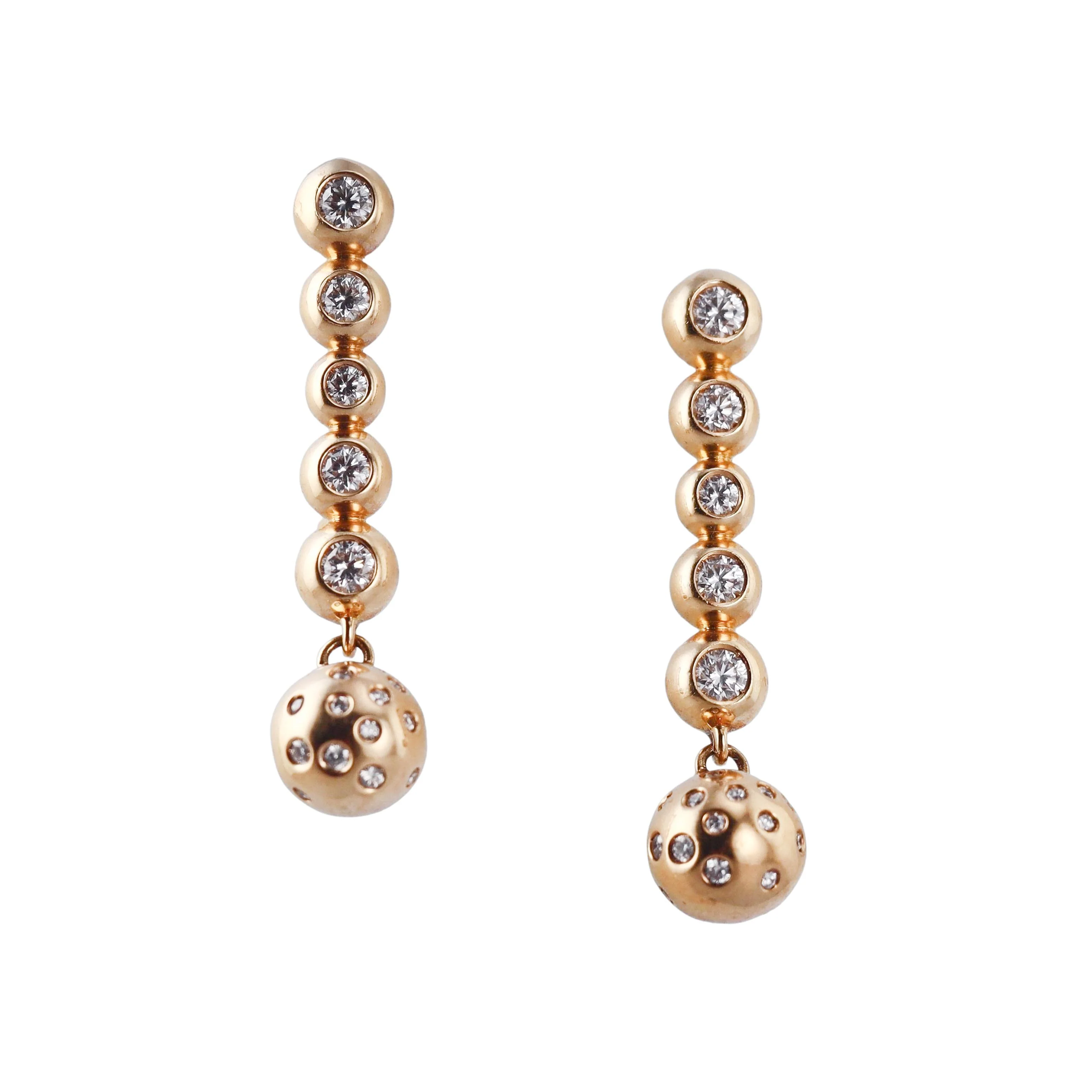 Bottega Veneta Sphere Diamond Gold Earrings
