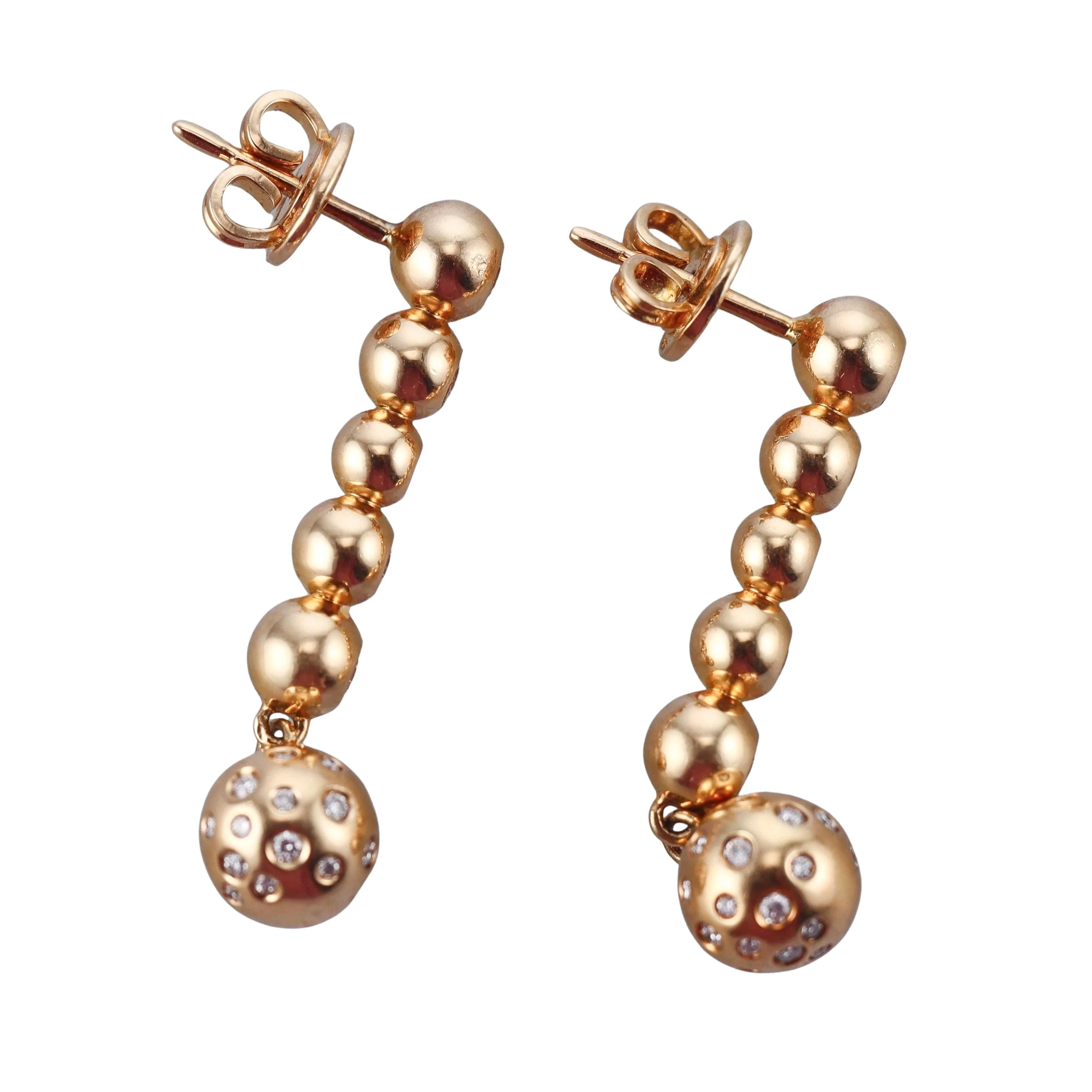 Bottega Veneta Sphere Diamond Gold Earrings
