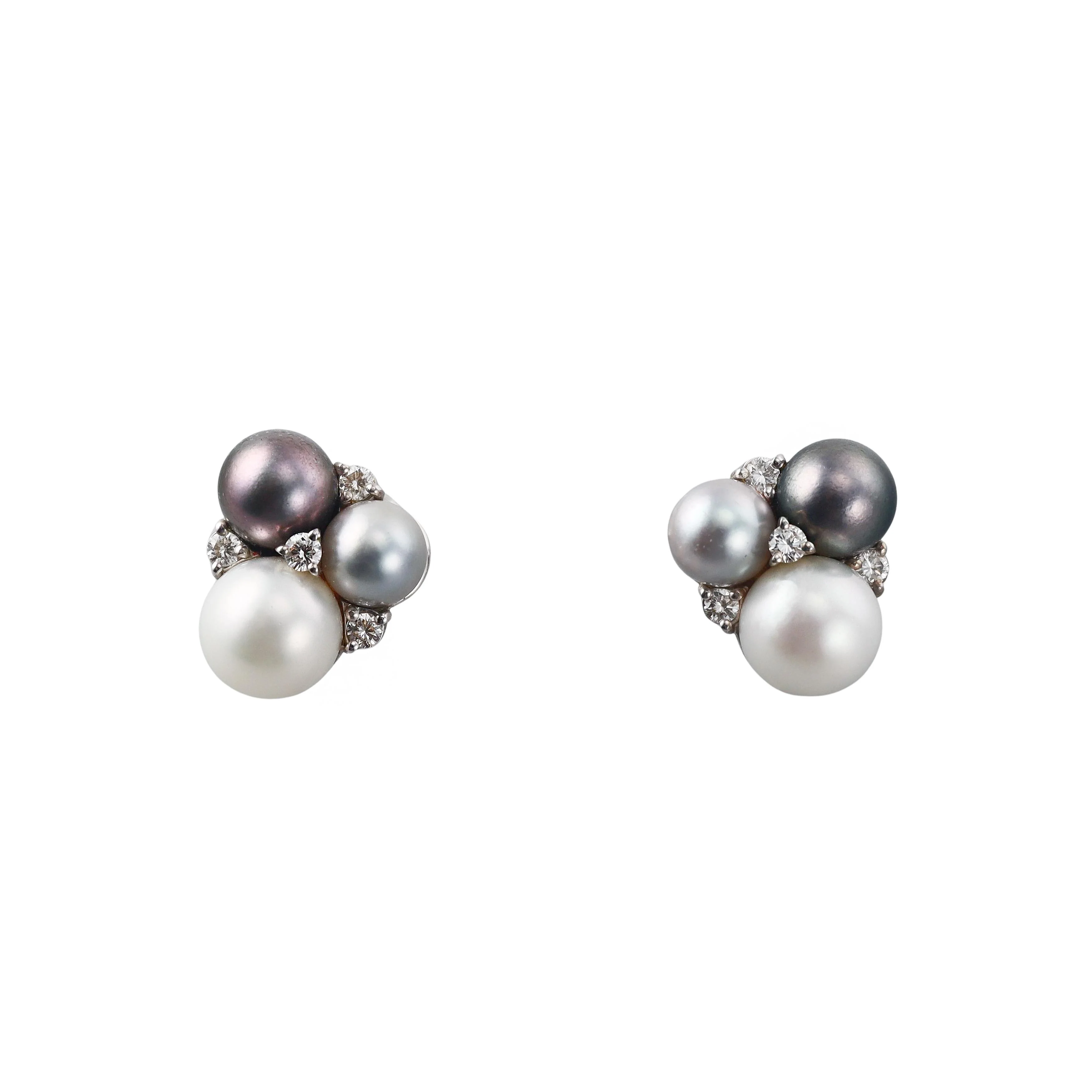 Seaman Schepps Pearl Diamond Gold Earrings
