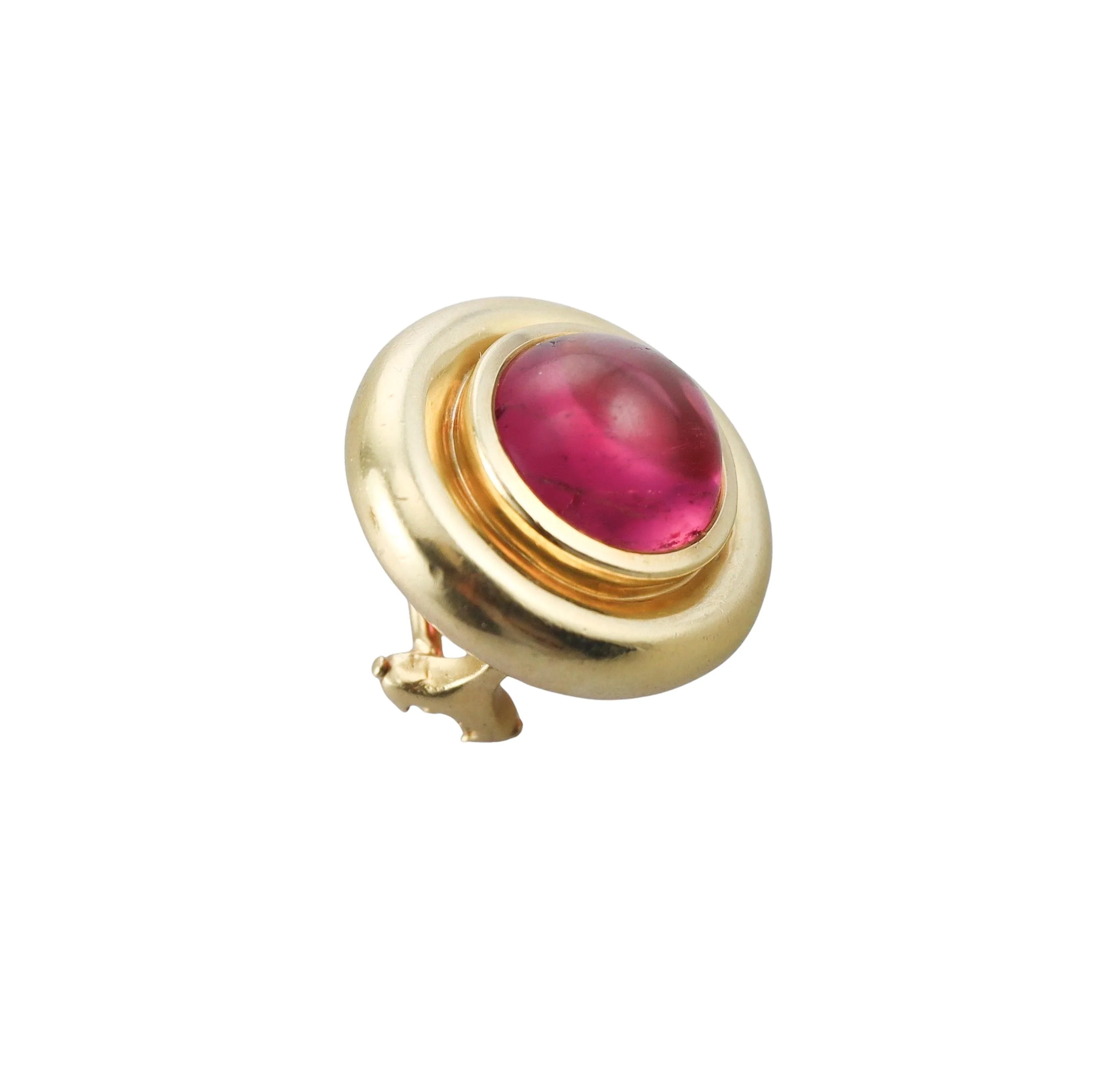 Tiffany Co Paloma Picasso Pink Tourmaline Gold Button Earrings