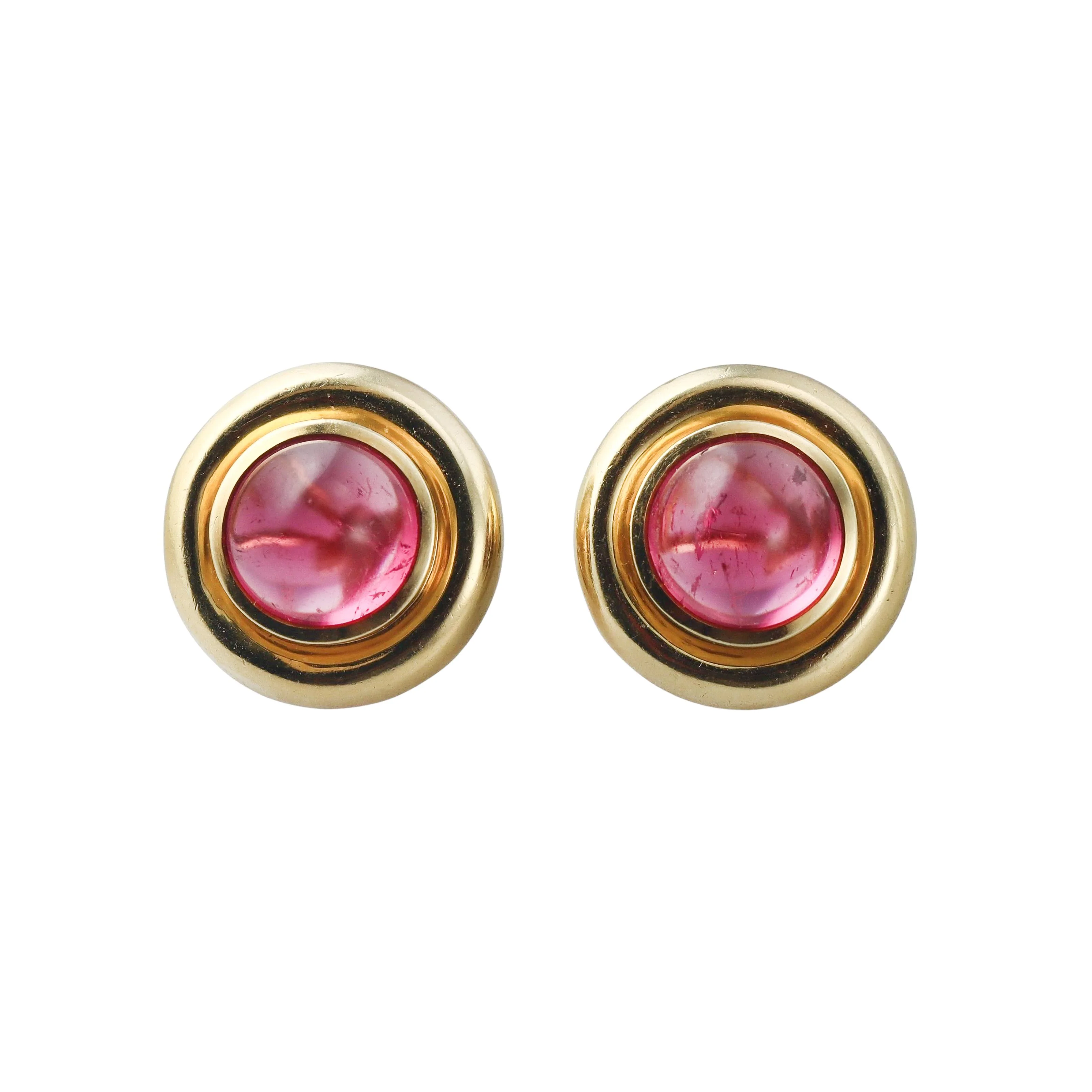 Tiffany Co Paloma Picasso Pink Tourmaline Gold Button Earrings
